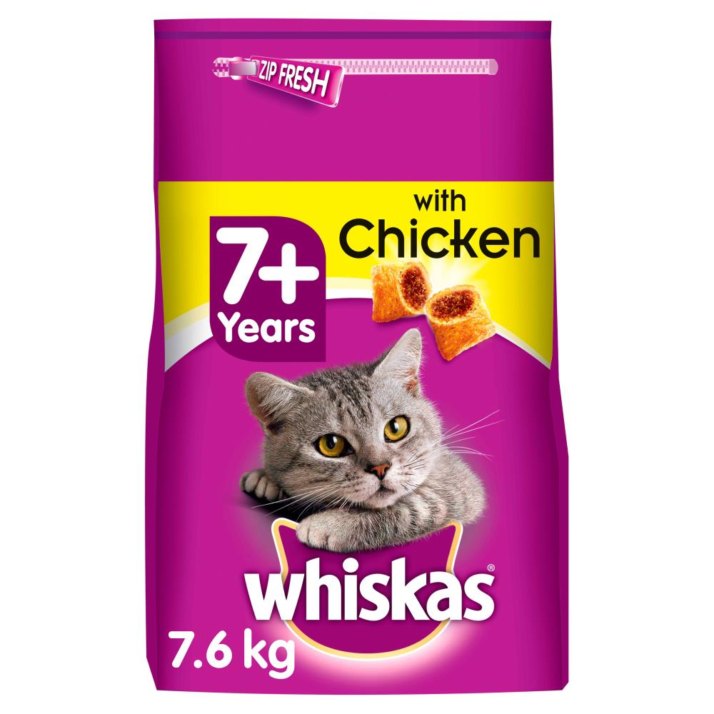 7.6kg Whiskas 7+ Senior Complete Dry Cat Food Biscuits with Chicken (4