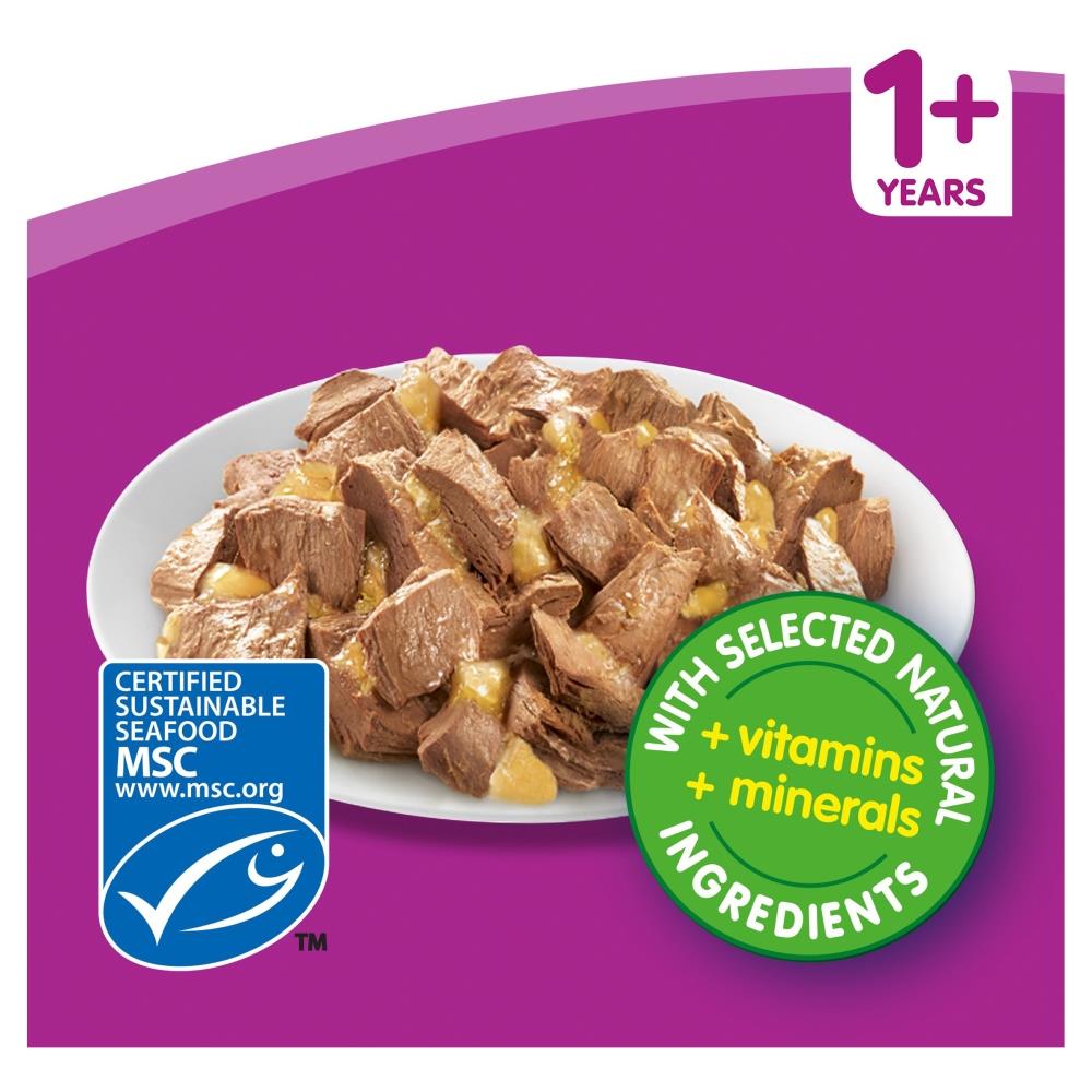 120 x 100g Whiskas 1+ Adult Wet Cat Food Pouches Mixed Fish in Jelly