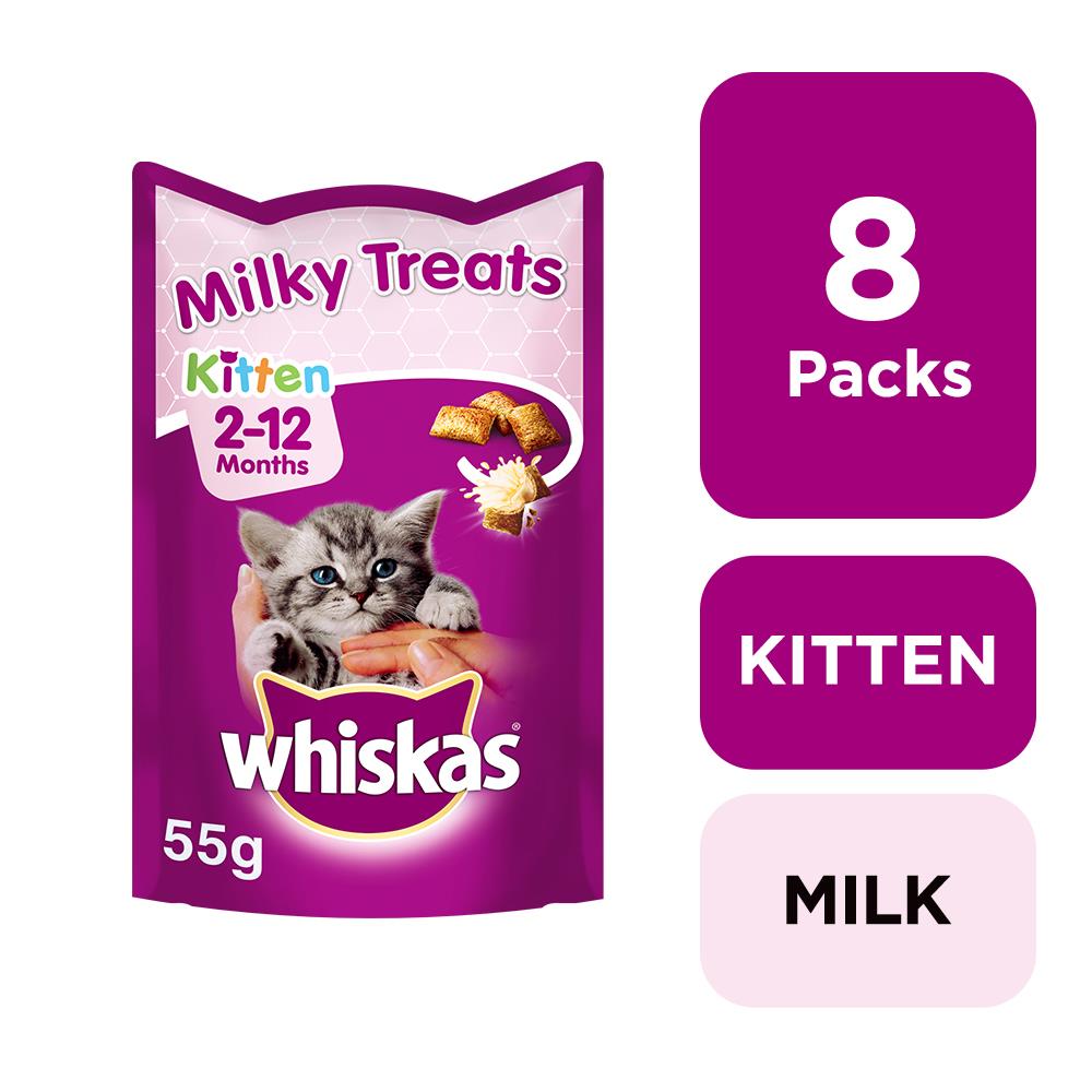 8 x 55g Whiskas Kitten 212 Months Milky Kitten Treats Cat Biscuits (440g) eBay