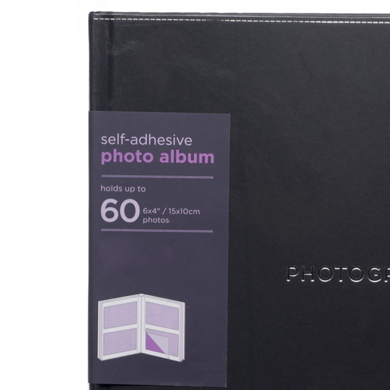 WHSmith Black Kraft A4 Photo Album Case Bound 25 White SelfAdhesive