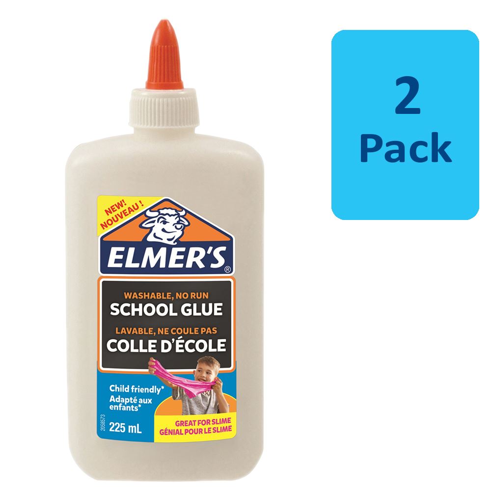 2 x Elmers White PVA Glue 225ml ChildFriendly MessFree Washable Glue