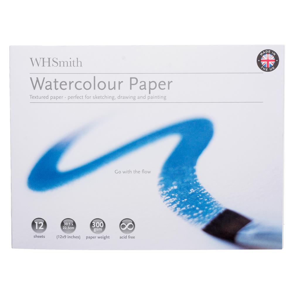 WHSmith Watercolour Paper Pad Acid Free 300gsm 30.5 x 22.5cm Pack Of 12