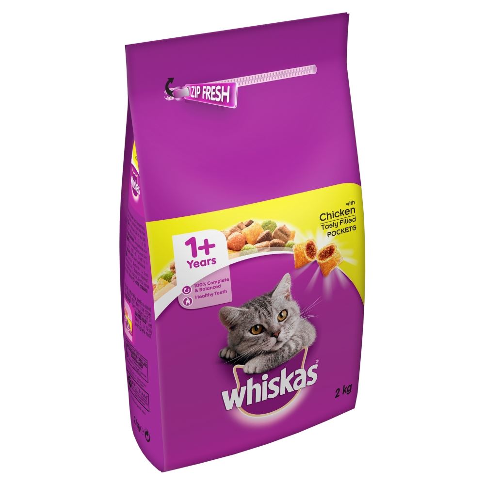 8kg Whiskas 1+ Adult Complete Dry Cat Food with Chicken Cat Biscuits (4