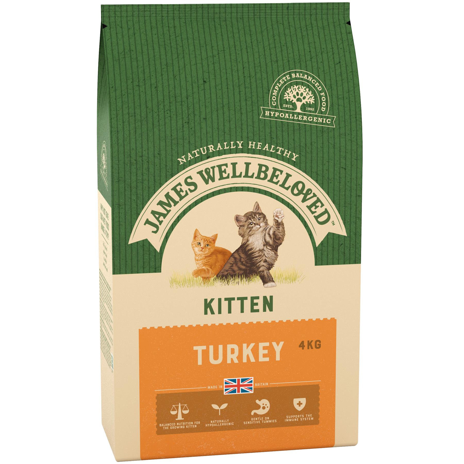4kg James Wellbeloved Natural Kitten Complete Dry Cat Food Biscuits