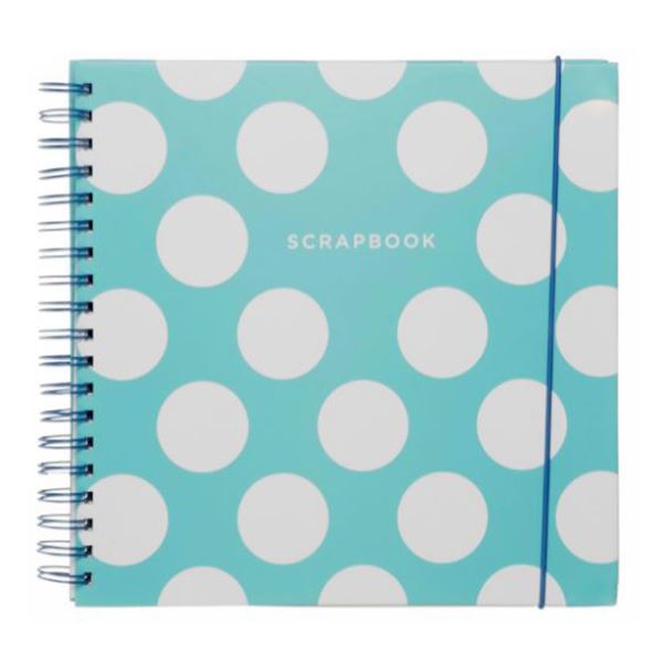 WHSmith Blue Polka Dot Square Scrapbook Album Ring Bound 50 Traditional