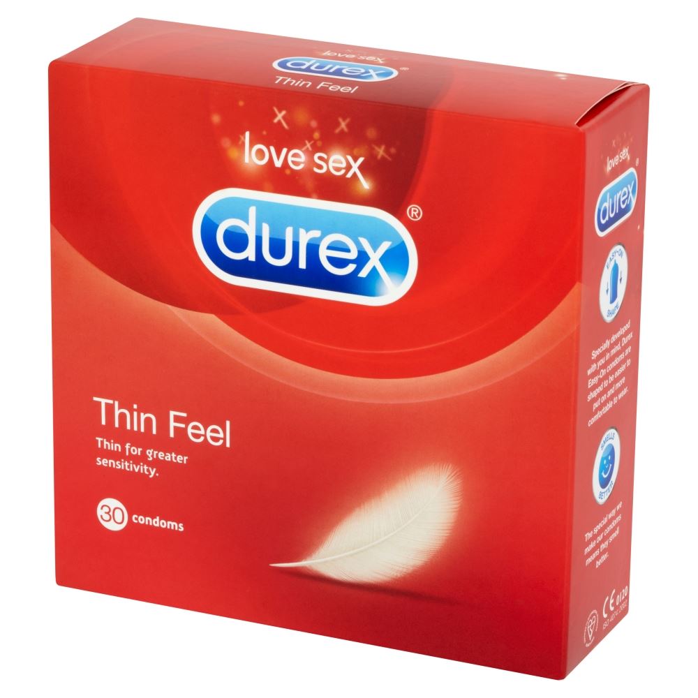 Durex Thin Feel Latex Condoms Transparent & Lubricated EasyOn Shaped