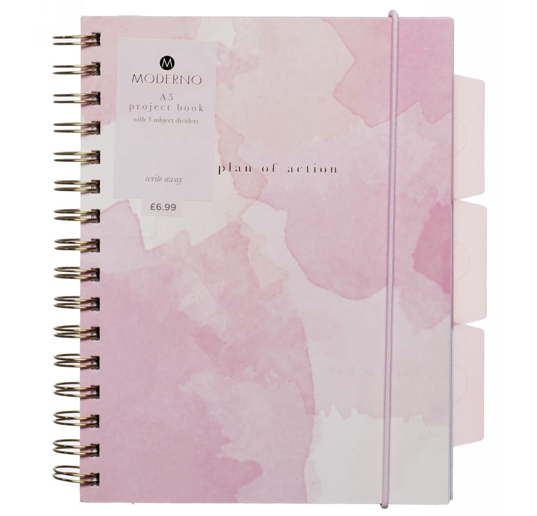 WHSmith Moderno Woman Wiro Bound A5 Project Notebook With Elastic