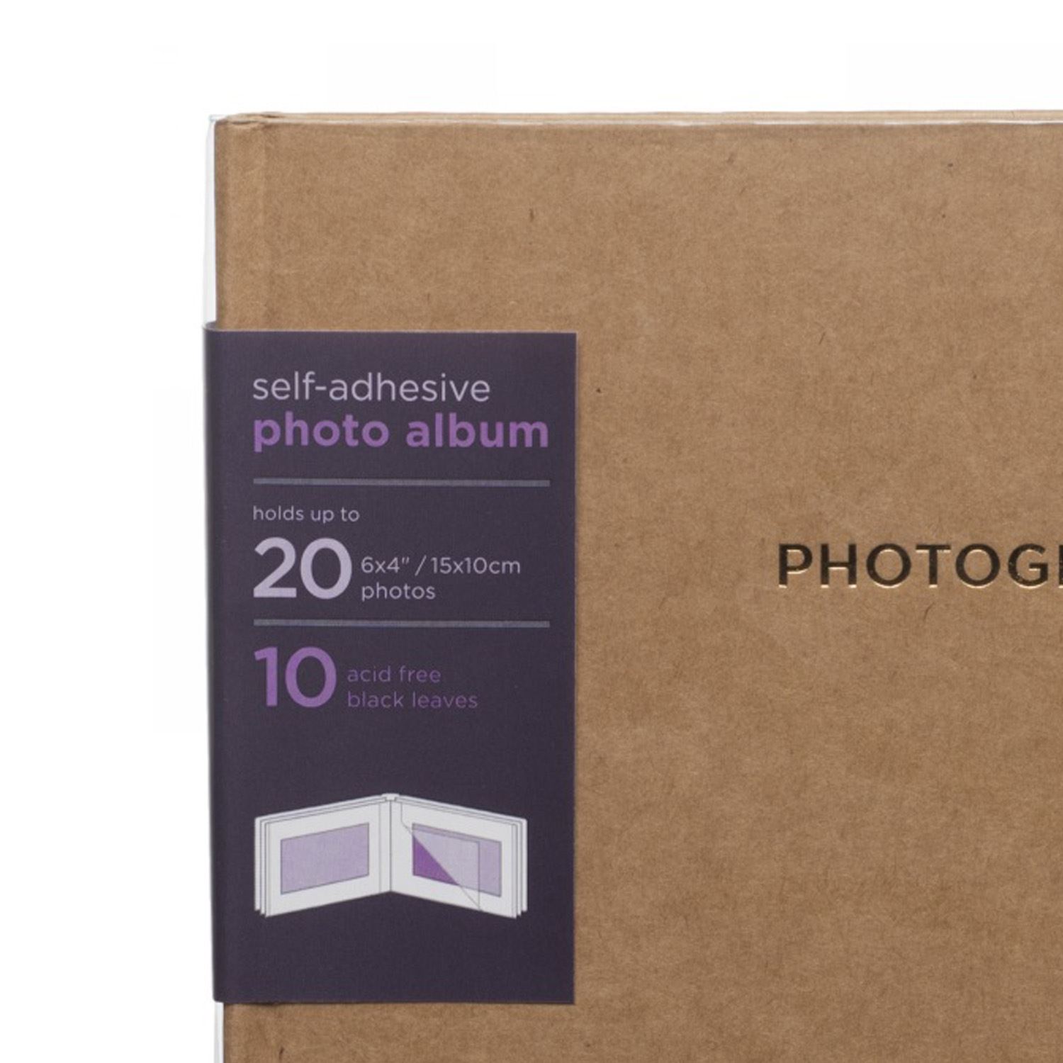 WHSmith Kraft Small Photo Album Case Bound 10 Black SelfAdhesive