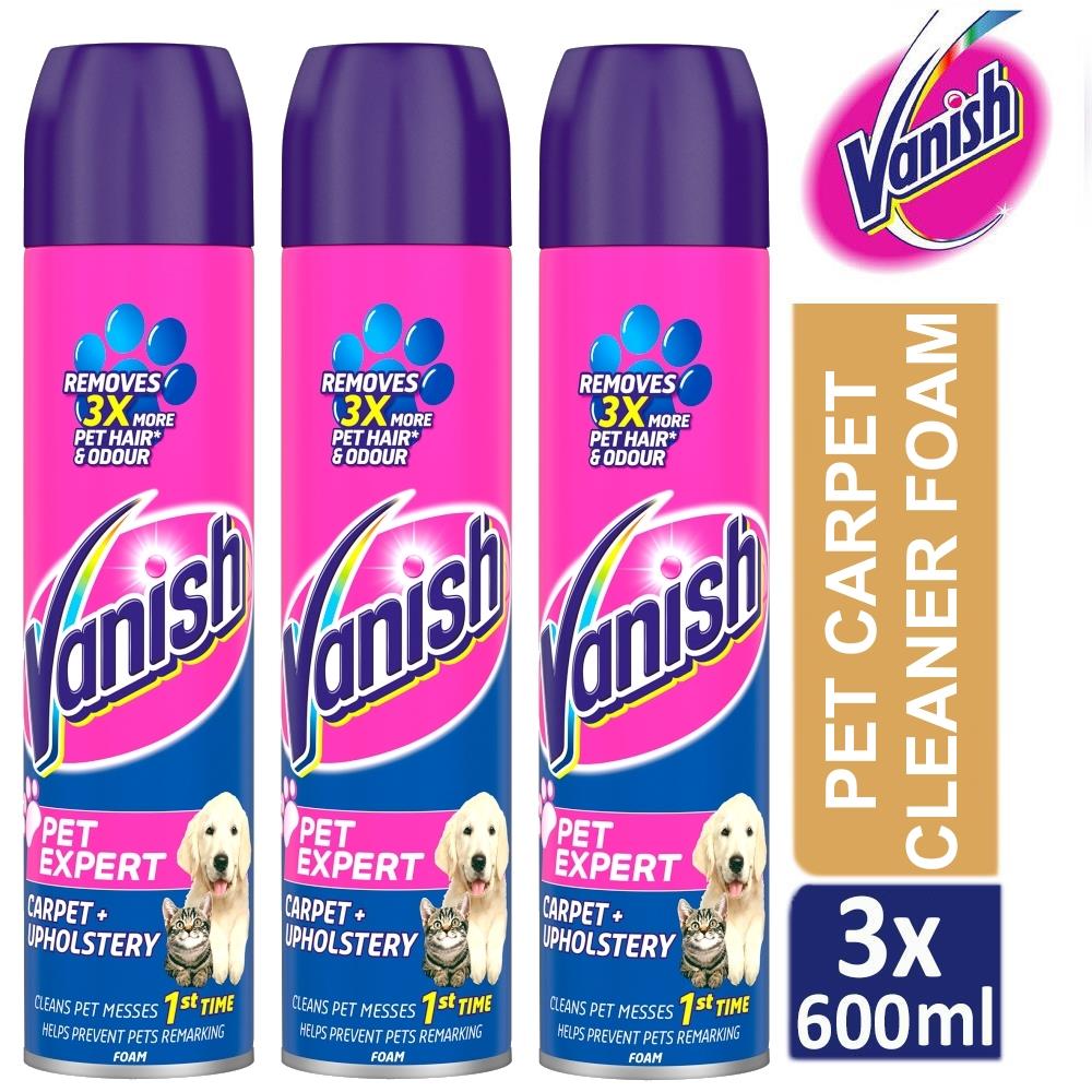 3 x Vanish Carpet Cleaner Pet Expert Upholstery Foam Odour Stain Remover 600ml eBay