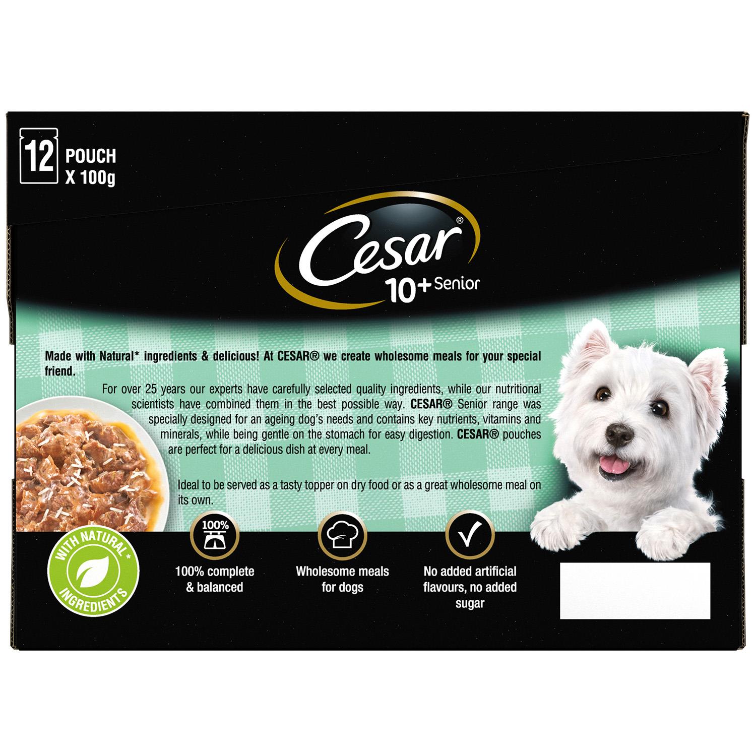 96 x 100g Cesar Luxury Senior 10+ Wet Dog Food Pouches Mixed Selection