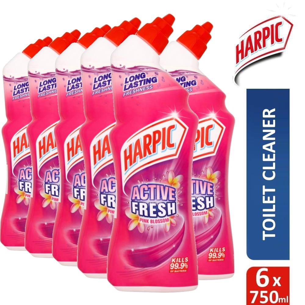 6 x Harpic Active Fresh Antibacterial Toilet Cleaning Gel Pink Blossom