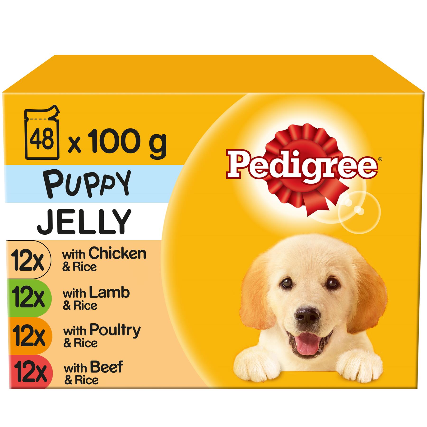48 x 100g Pedigree Puppy Junior Wet Dog Food Pouches Mixed Selection In Jelly eBay