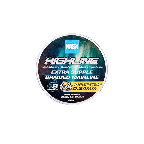 Nash Highline Extra Supple Braid UV Yellow / Carp Fishing Braided Mainline - Picture 7 of 13