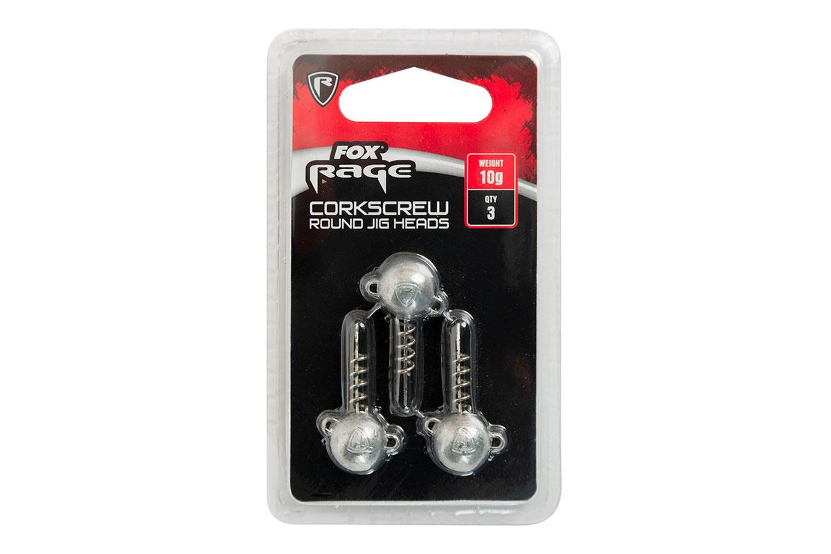 Fox Rage Corkscrew Round Jig Heads 10g x 3pc