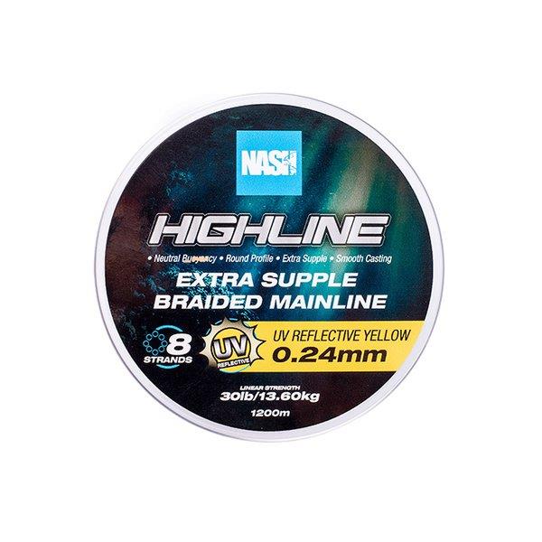 Nash Highline Extra Supple Braid UV Yellow / Carp Fishing Braided Mainline - Picture 11 of 13