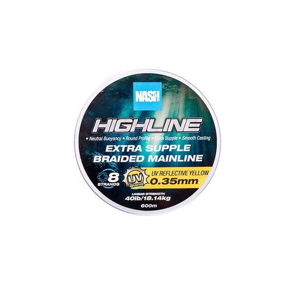 Nash Highline Extra Supple Braid UV Yellow / Carp Fishing Braided Mainline - Picture 9 of 13