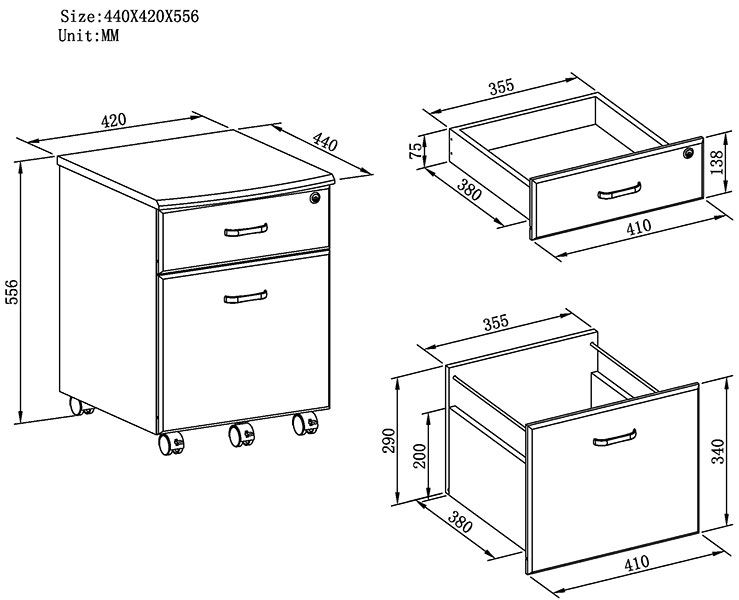 Aktenschrank Schublade Rollcontainer Büroschrank A4 Hängemappen PIRANHA