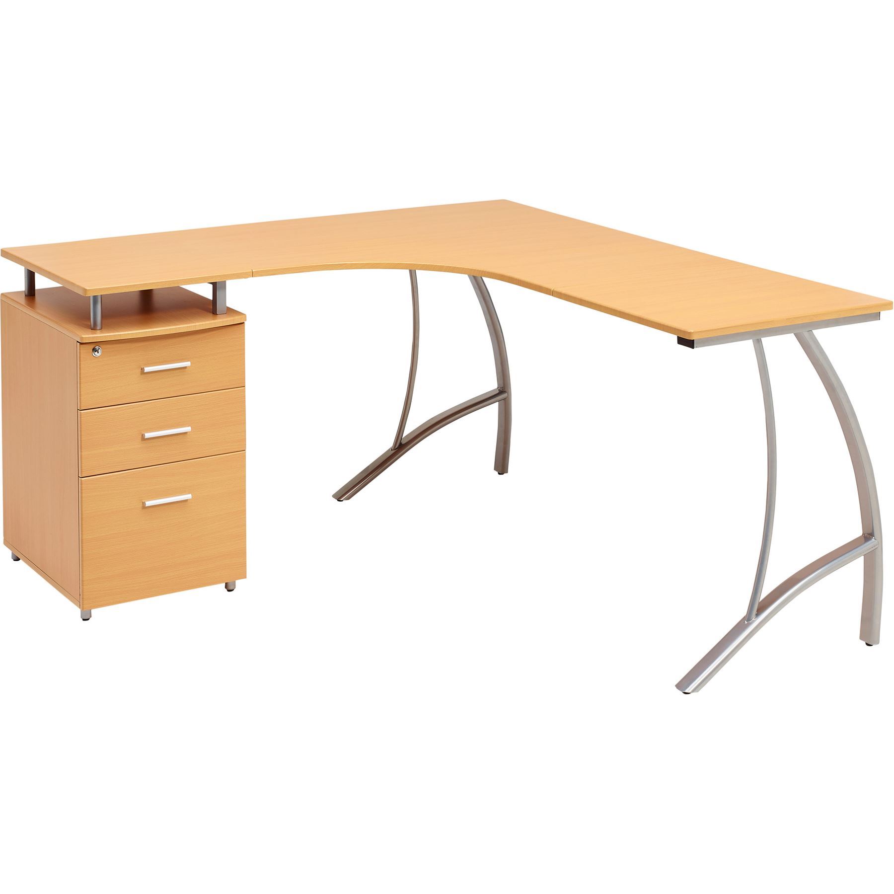 Large Corner Computer Desk A4 Filing Drawer for Home Office Piranha