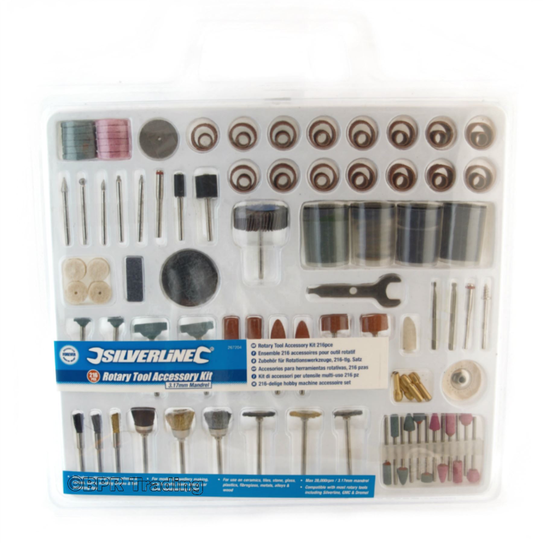 Silverline 216pc Rotary Accessory Grinding Polishing Cutting Bit Kit