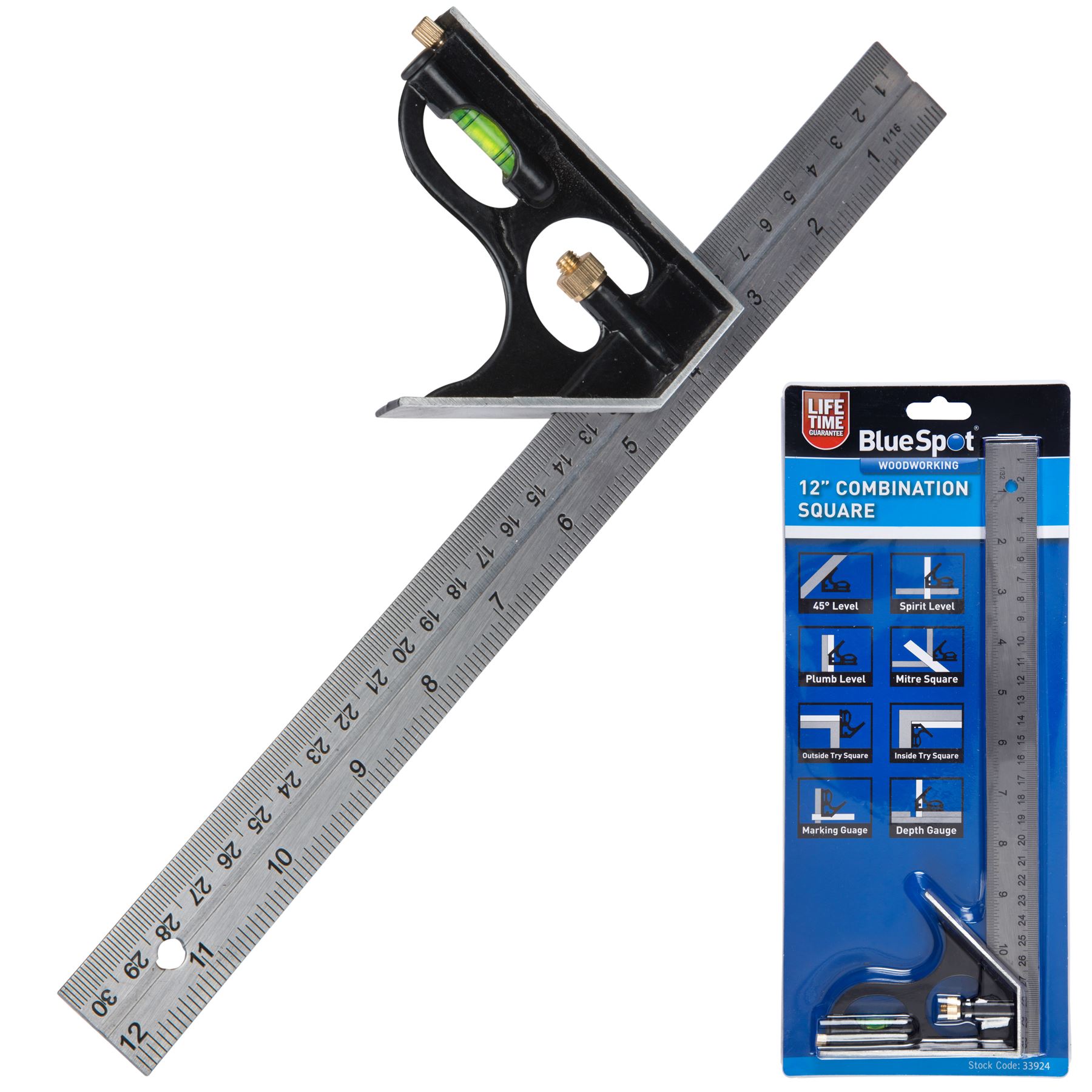 12” Adjustable Engineers Combination Try Square Set Right Angle Ruler 300mm