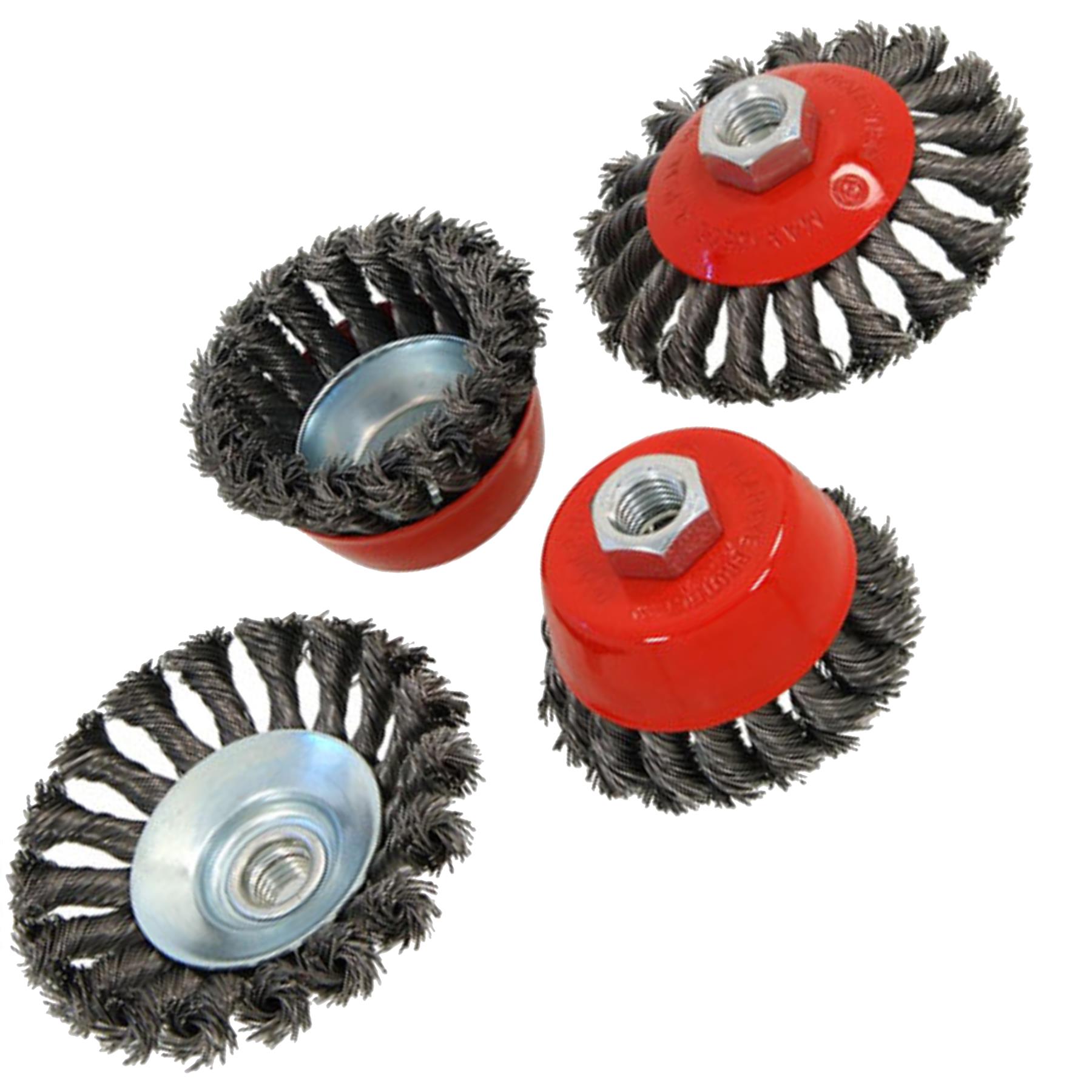 Neilsen 4pc Knot Wire Cup Wheel Brush 75mm 100mm Rust Remover Angle