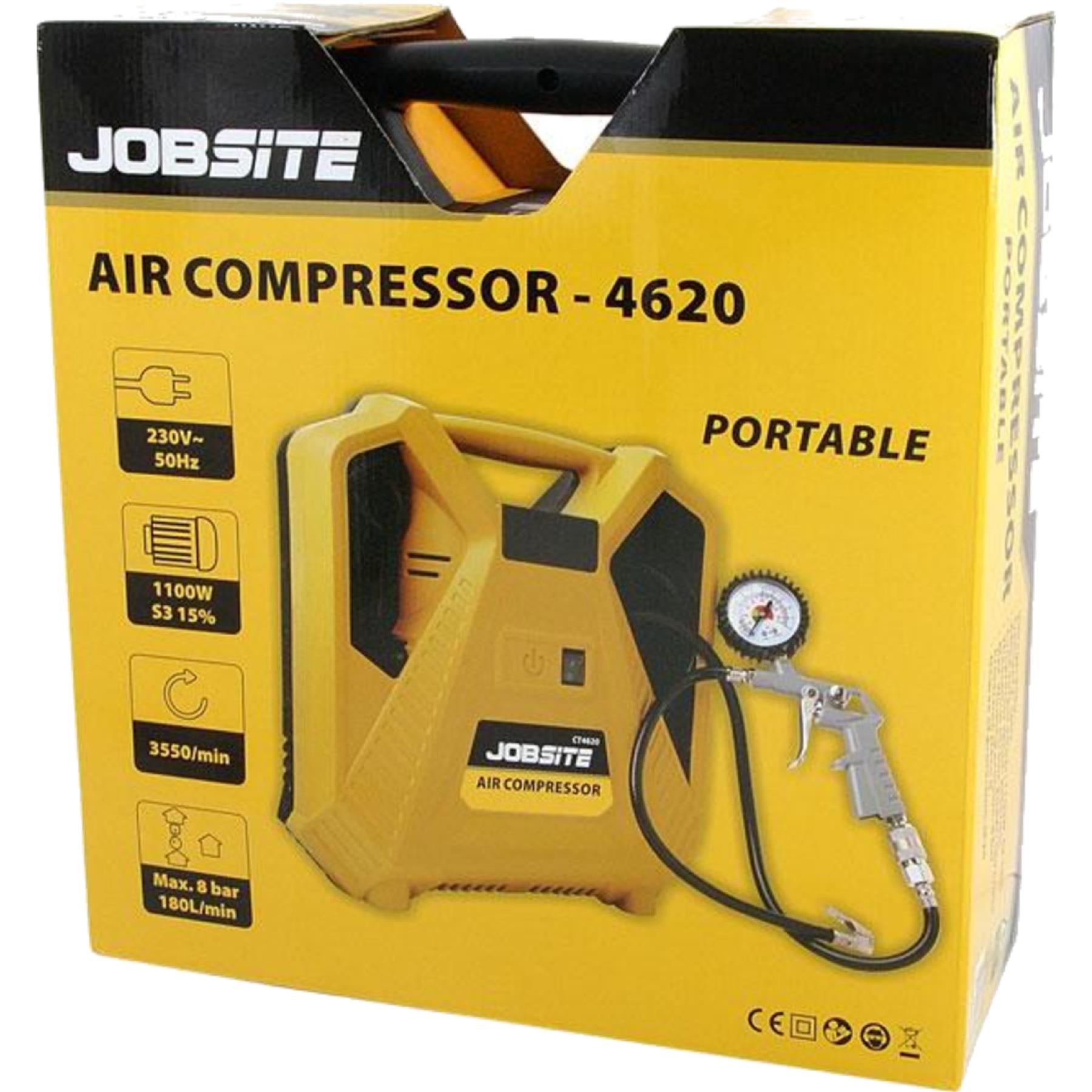 Jobsite 230V Portable Air Compressor 1100W Tyre Inflator Pool Air Bed