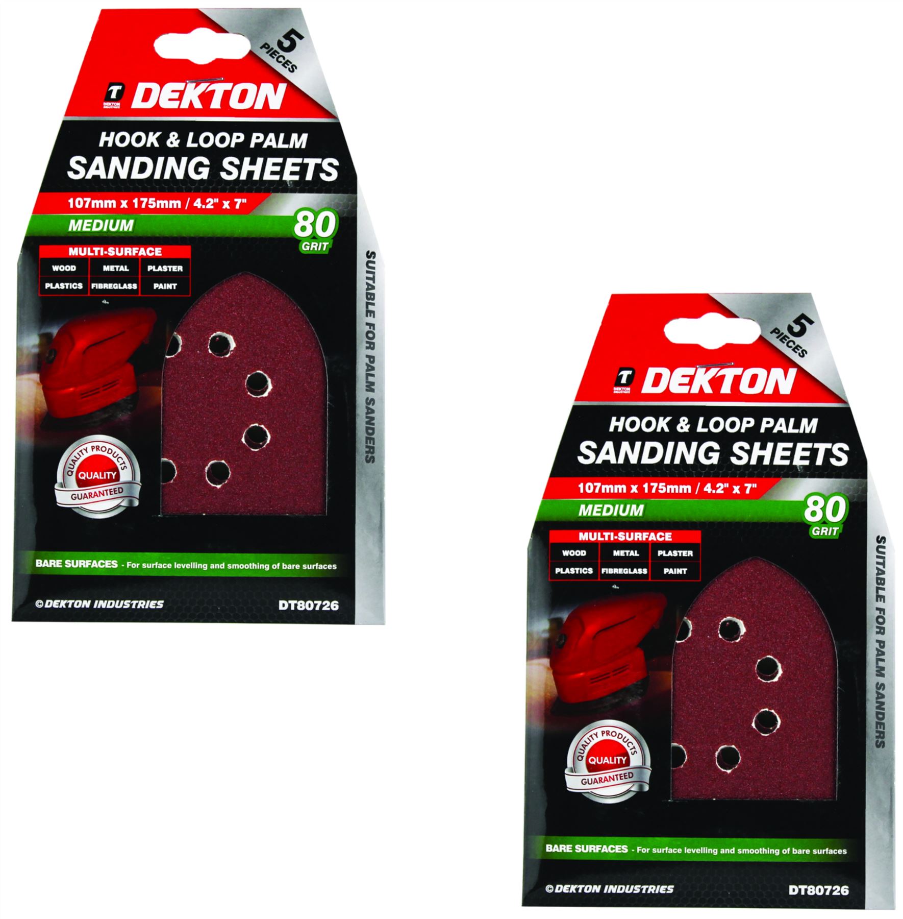 Dekton Detail Palm Sanding Pads Triangle Sheets 40 60 80 120 Or Mixed Grit 107mm - Picture 9 of 14