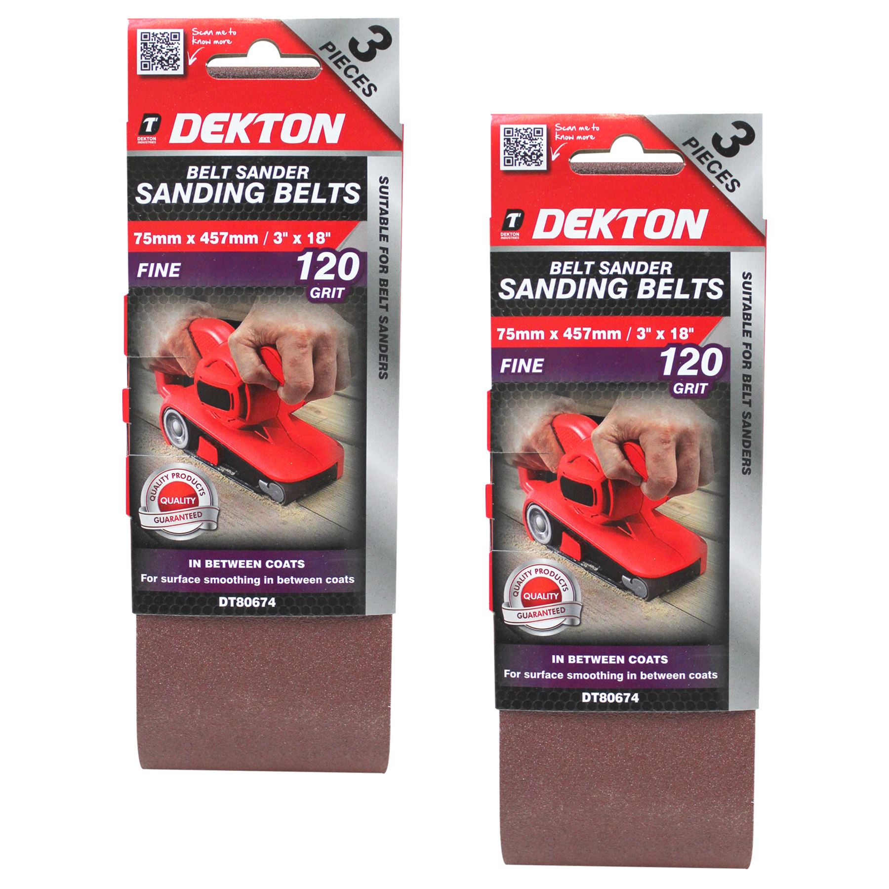Dekton Sanding Belts 40 60 80 120 Grit Paint Removal Belt Sander 75mm X