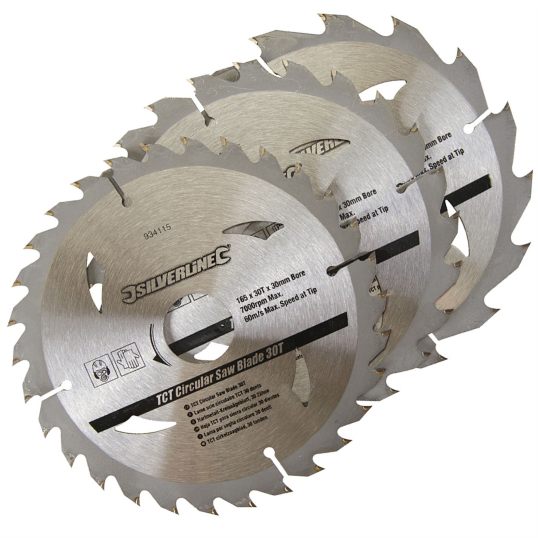 3 Circular Saw Blades 165mm Diameter 30mm Bore 10 20 & 16mm Bushes