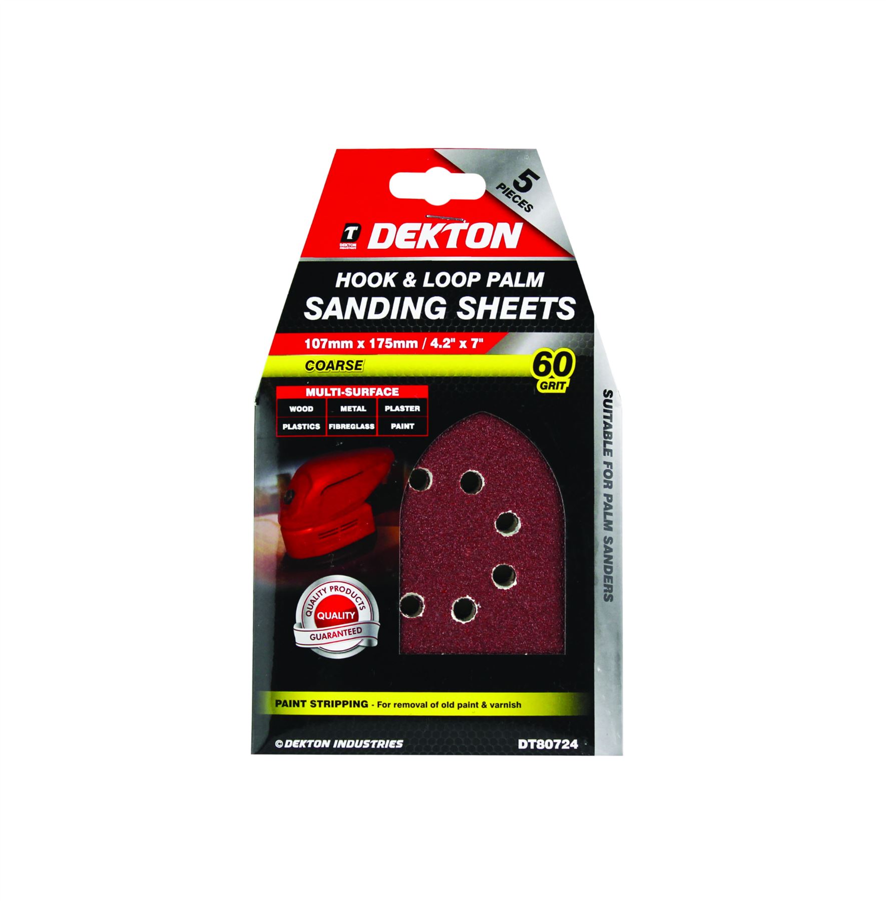 Dekton Detail Palm Sanding Pads Triangle Sheets 40 60 80 120 Or Mixed Grit 107mm - Picture 5 of 14