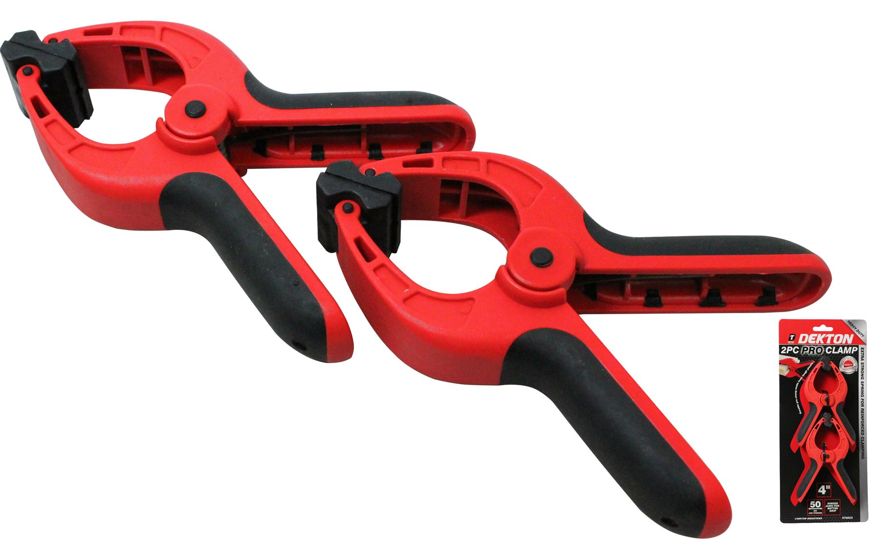 2 x Dekton Spring Quick Grip Clamps Wood Work Carpentry Plastic Clamp