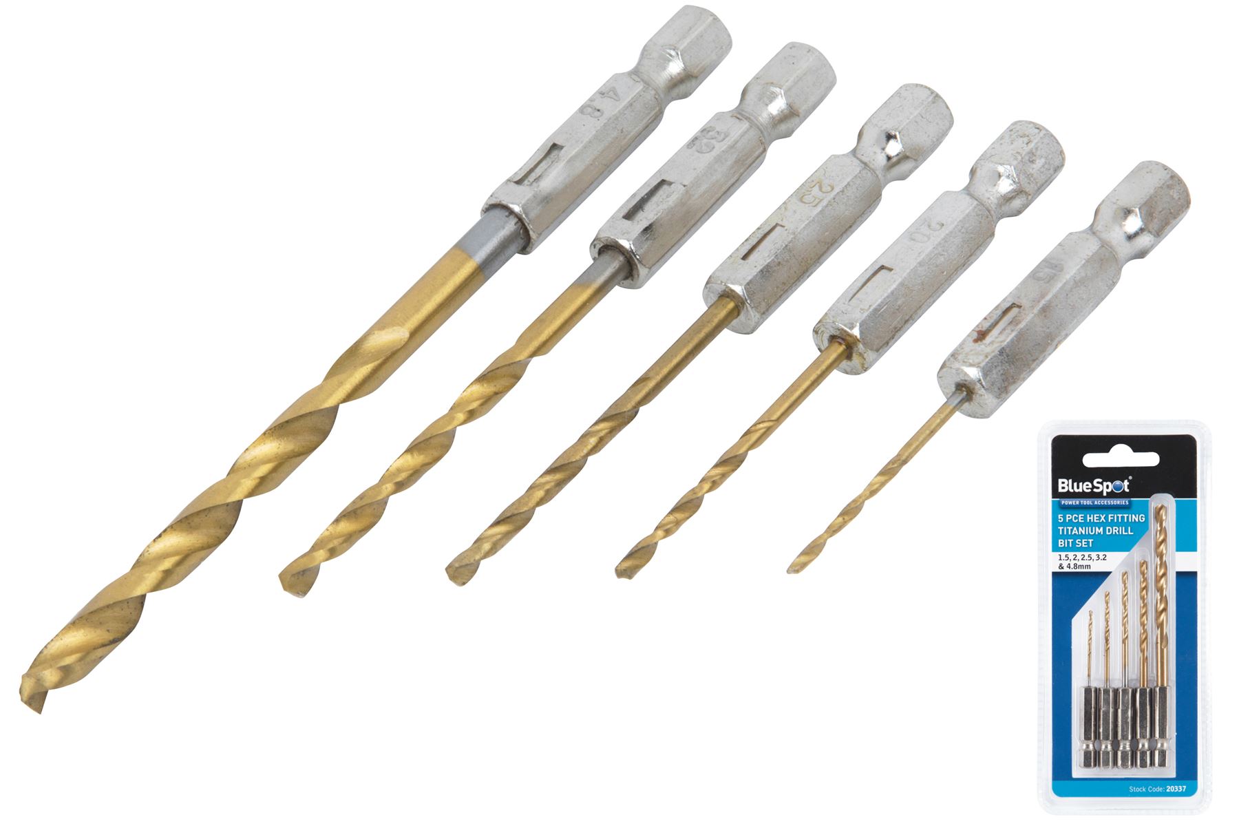 Bluespot 13pc 1//4/" Hex Fitting Titanium Drill Bit Set For Metal Wood fits impact