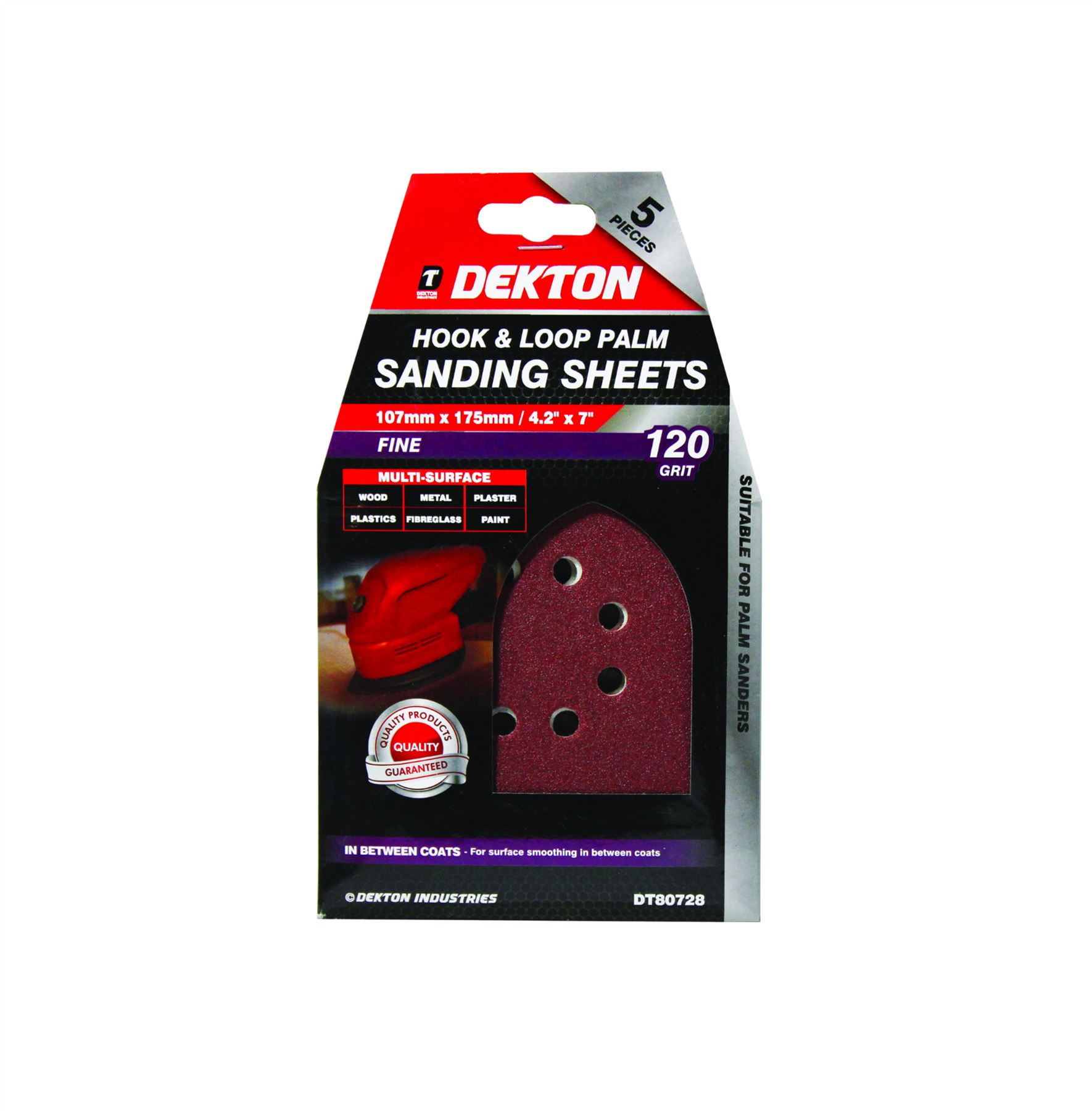 Dekton Detail Palm Sanding Pads Triangle Sheets 40 60 80 120 Or Mixed Grit 107mm - Picture 11 of 14