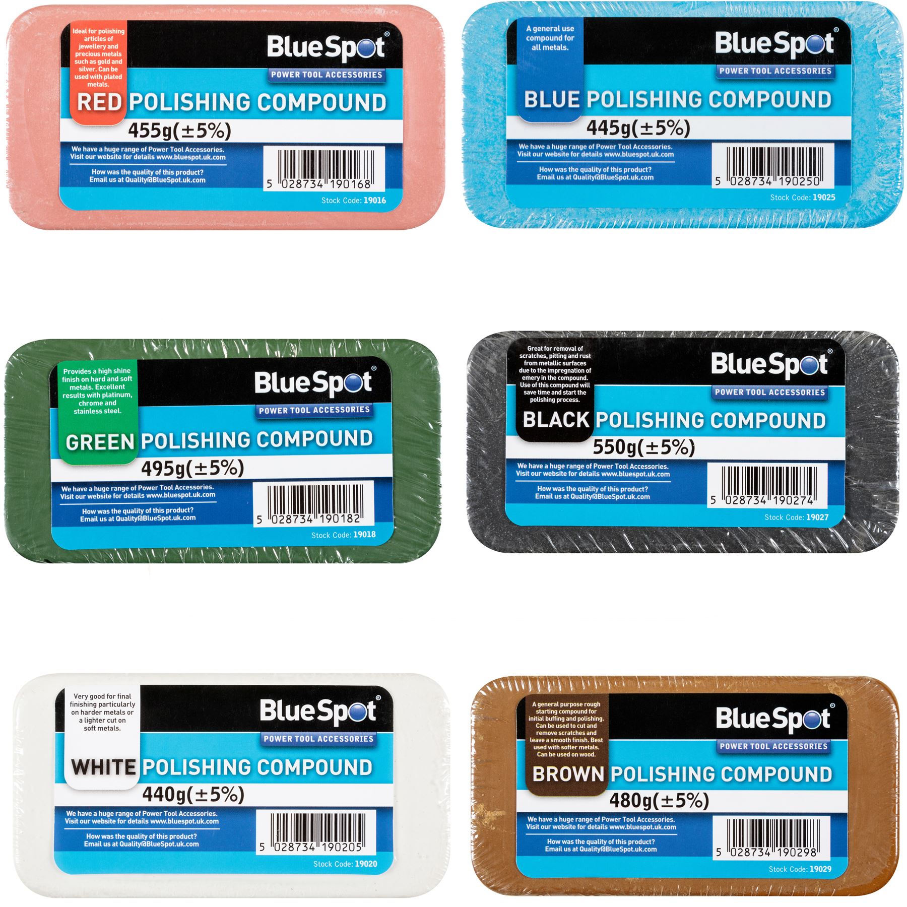 BlueSpot Polishing Buffing Compound Bars Metal Stainless Steel Brass