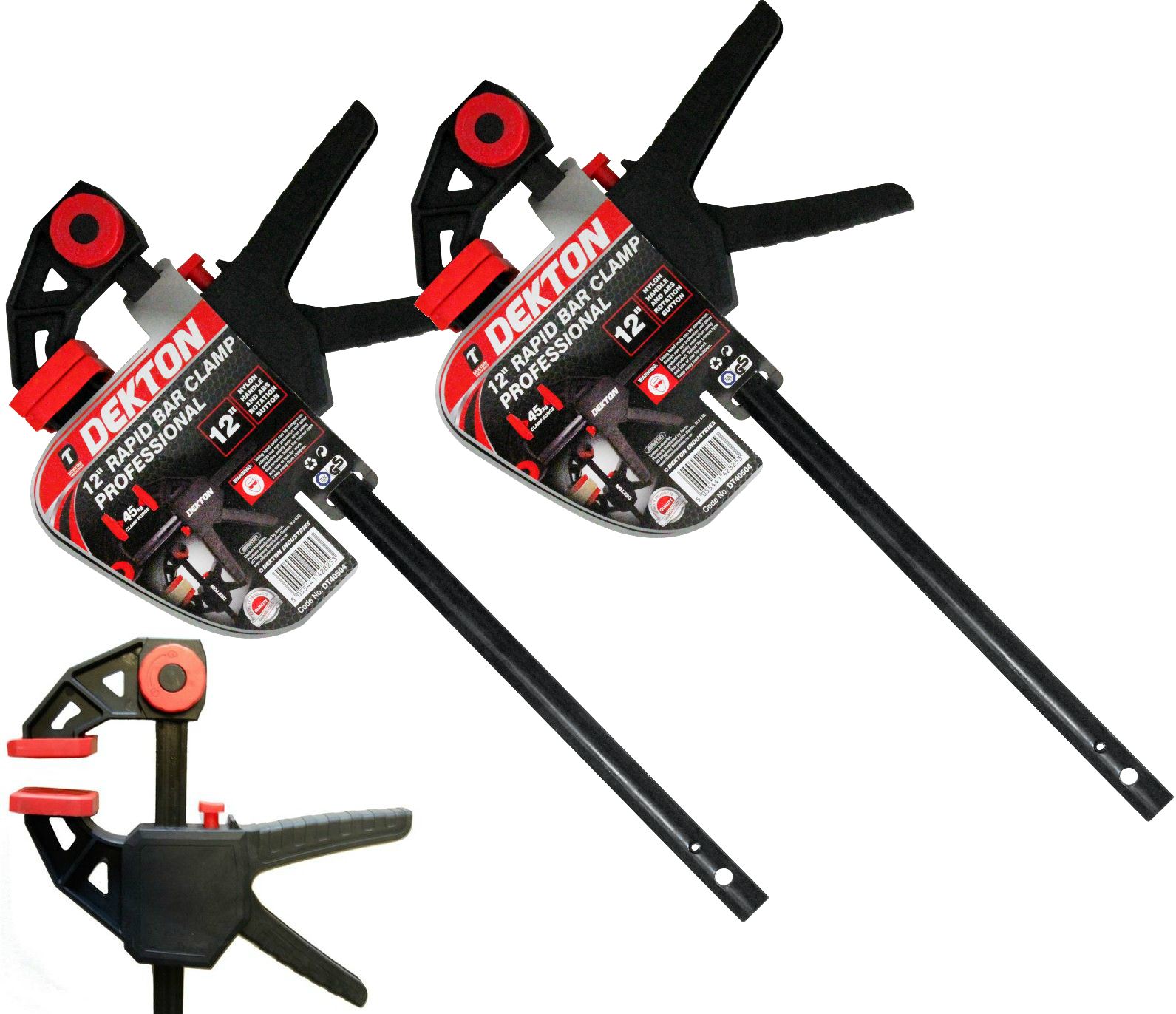 Dekton 2pc Quick Grip Speed Ratchet Vice Bar Clamps 300mm Rapid Clamp