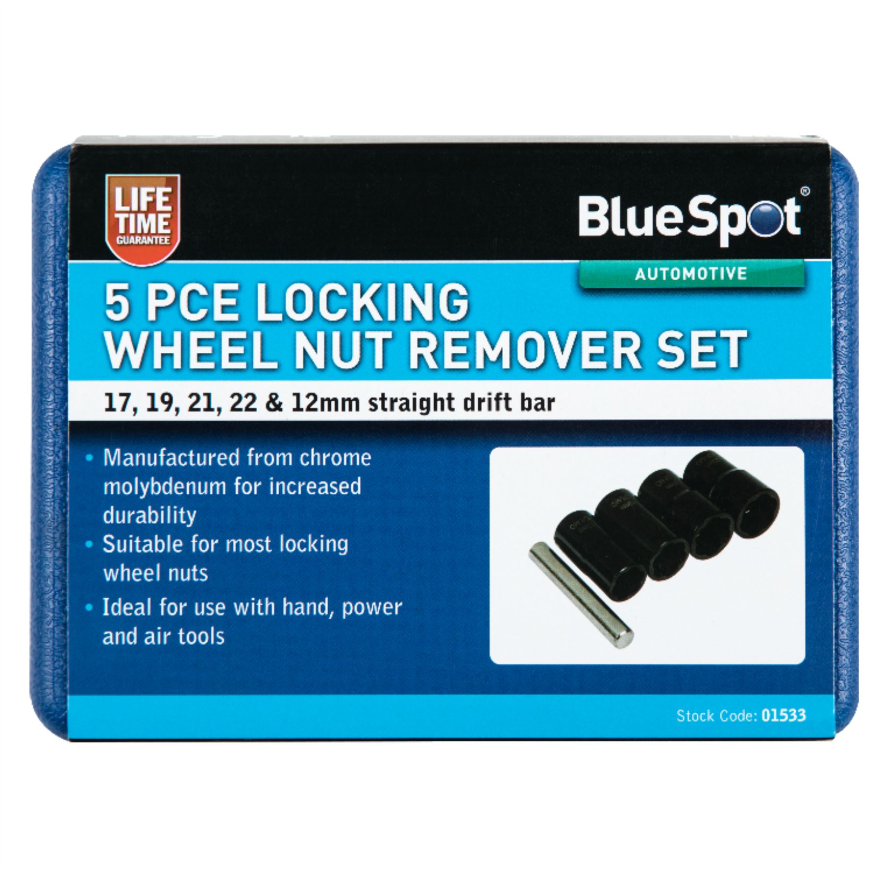 4pc Locking Wheel Nut Remover 17 18.5 21.5 26 Mm Emergency Lug 1/2