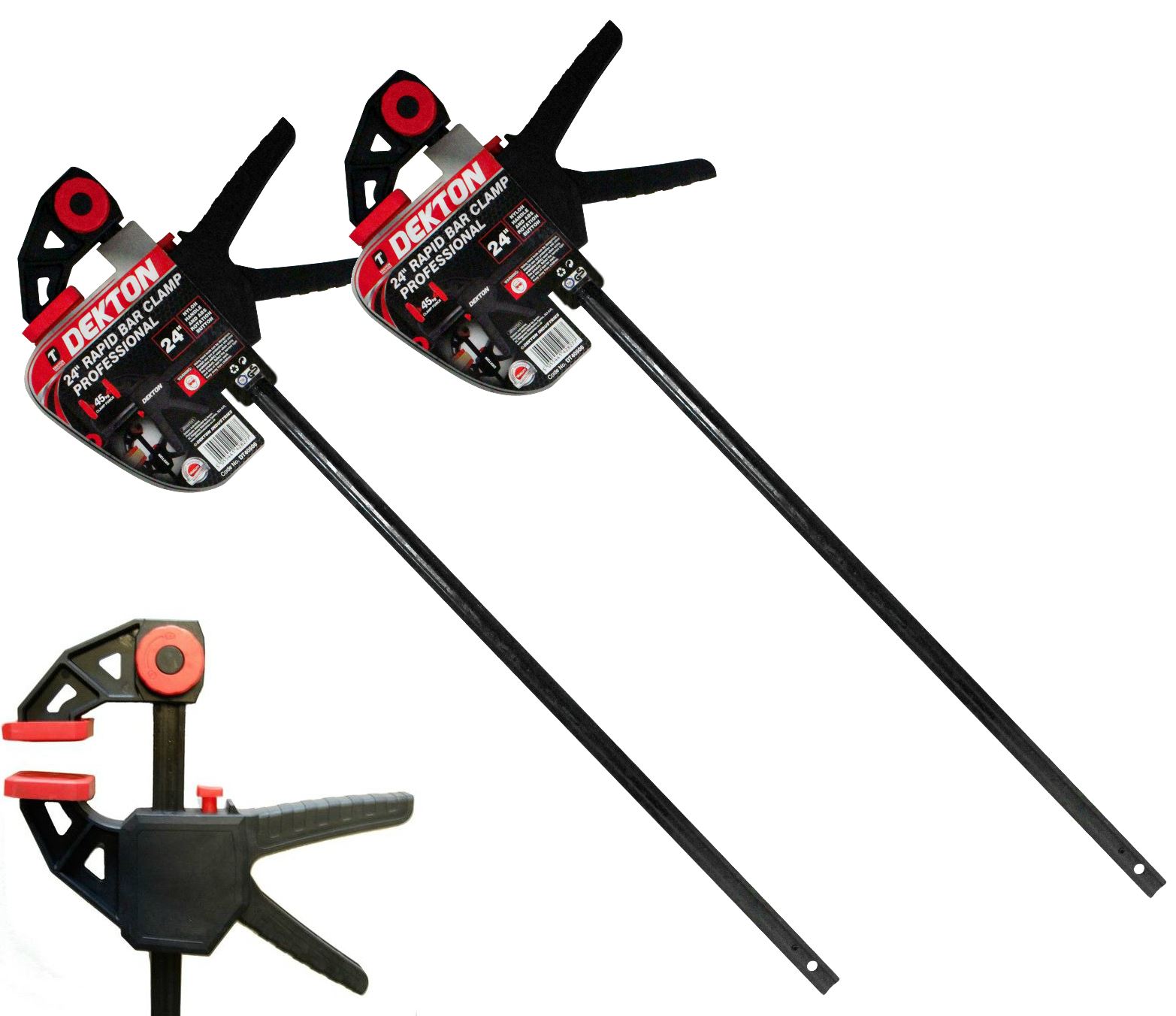 Dekton 2pc Quick Grip Speed Ratchet Vice Bar Clamps 600mm Rapid Clamp