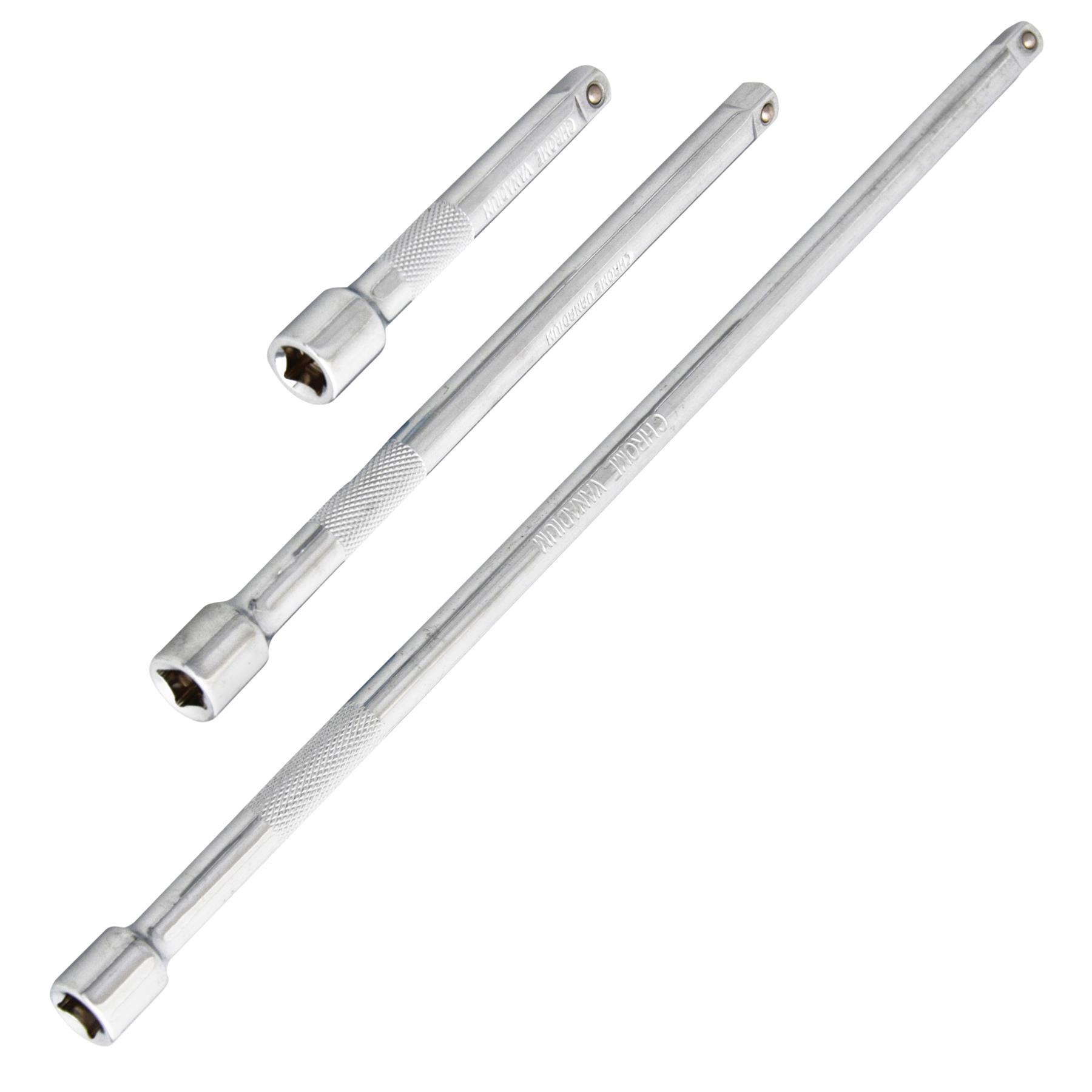 BlueSpot 3pc 1/4" Drive Socket Extension Bar Set 75mm 150mm 250mm Long