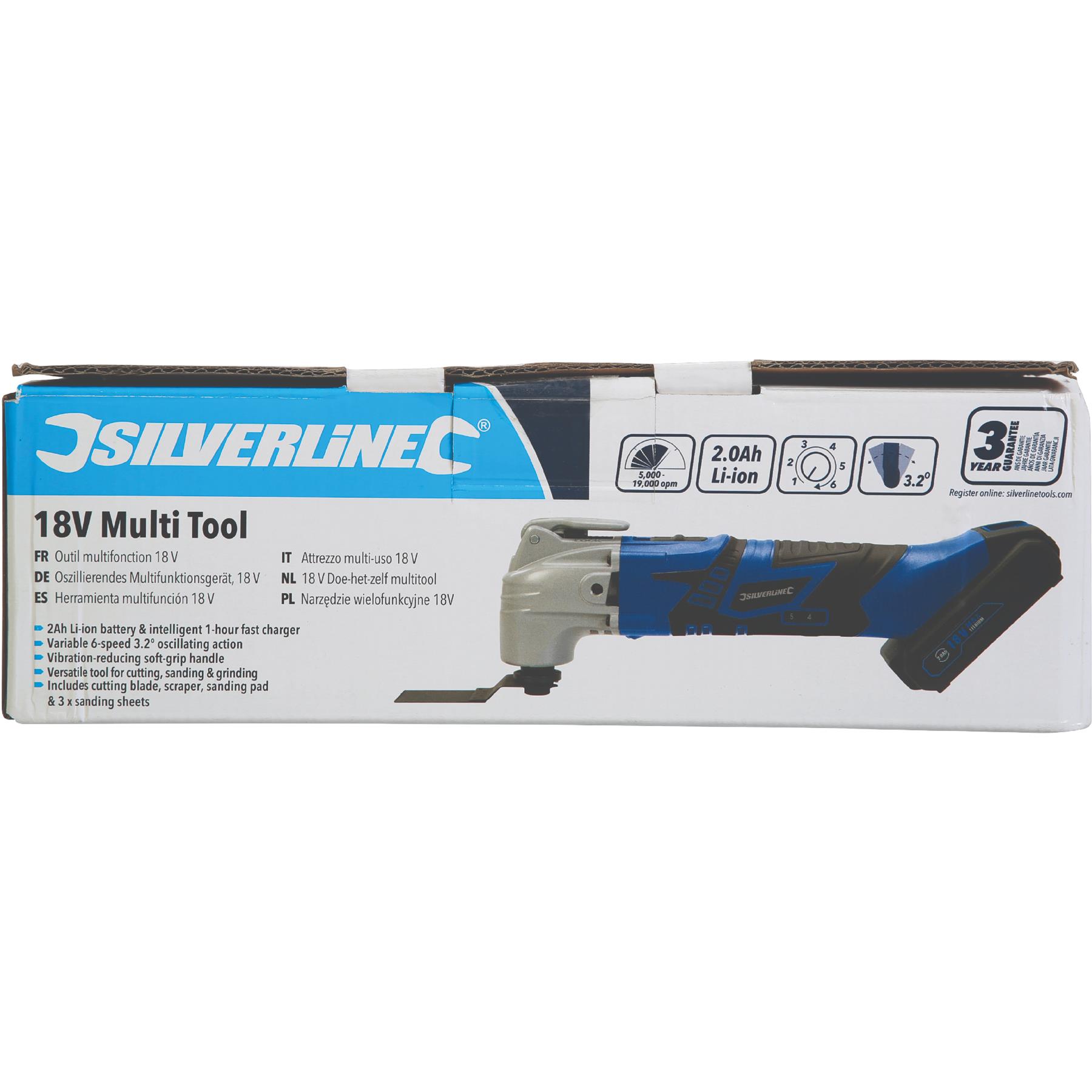 Silverline 18V Cordless Electric Oscillating Multi Power Tool 2Ah Li