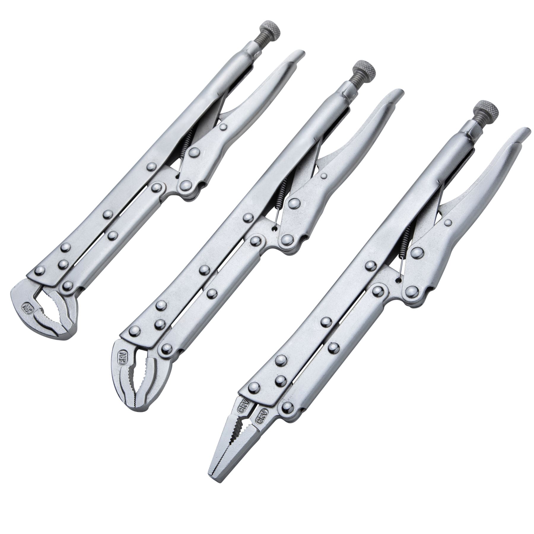 BlueSpot Extra Long Locking Pliers Set Straight Bent Nose Mole Grips