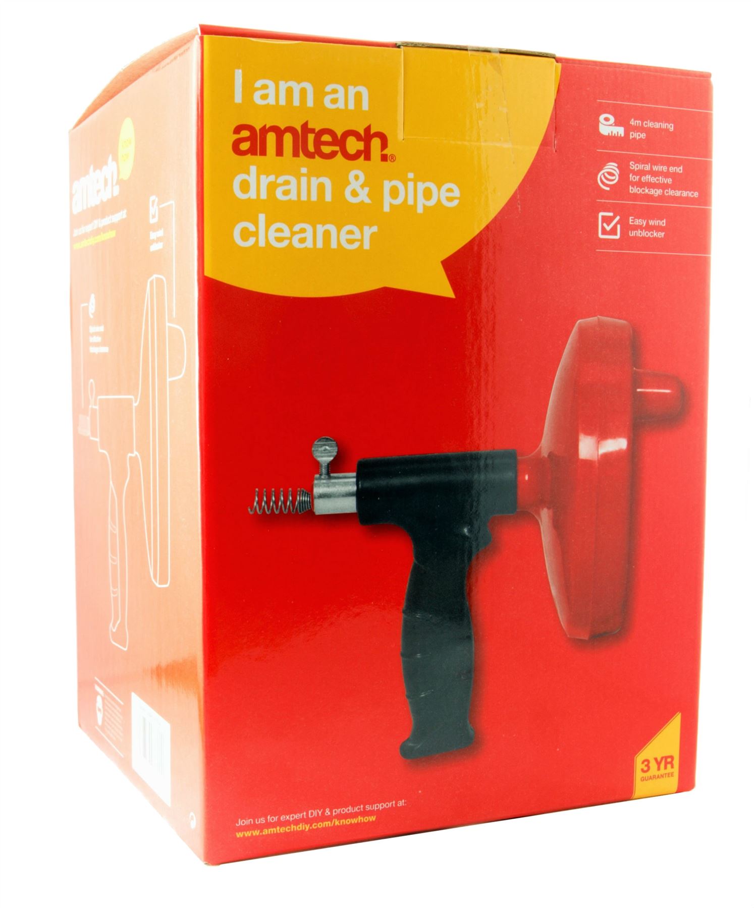Amtech 2 X Flexible Drain /& Waste Pipe Unblocker
