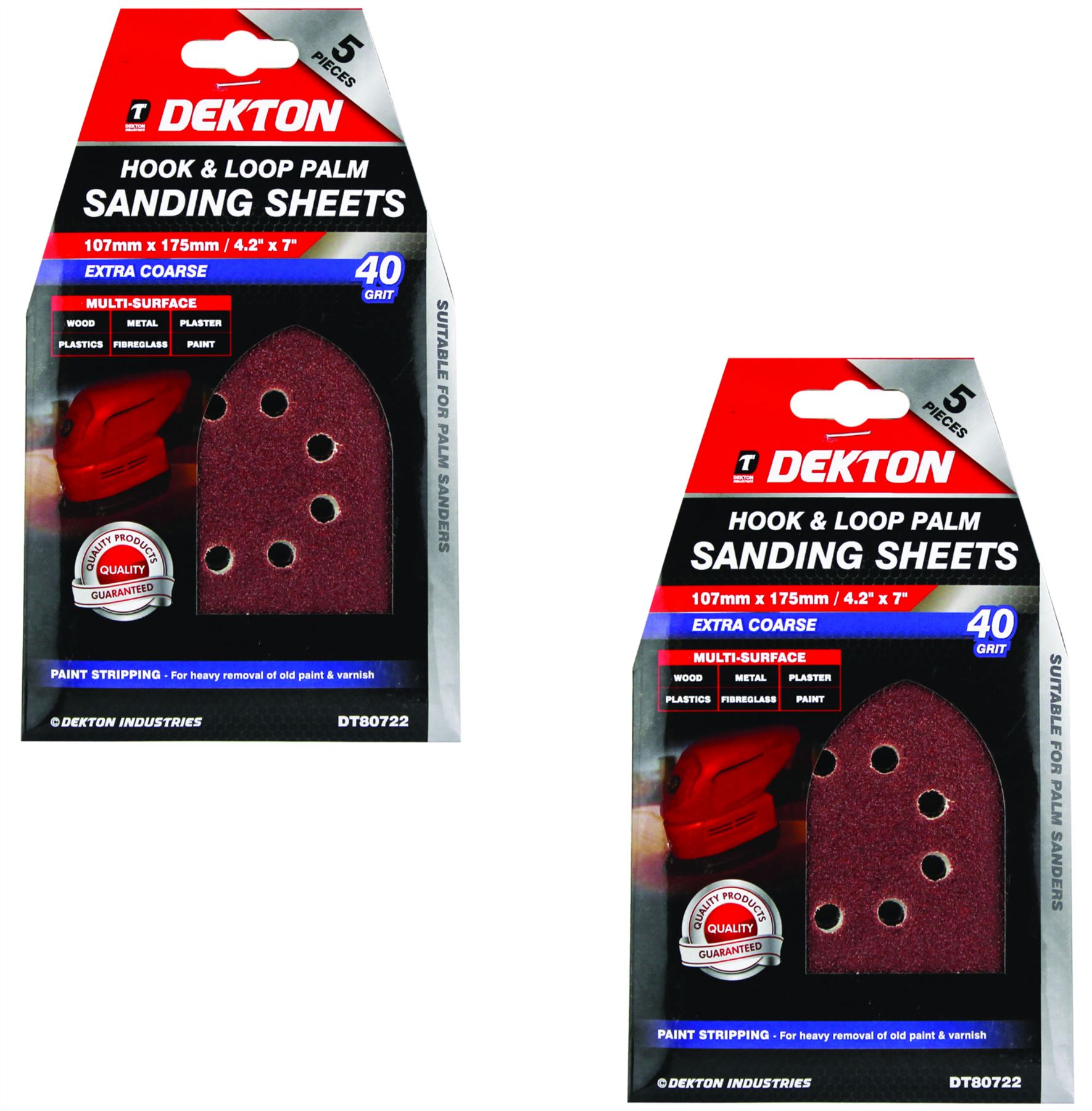 Dekton Detail Palm Sanding Pads Triangle Sheets 40 60 80 120 Or Mixed Grit 107mm - Picture 3 of 14