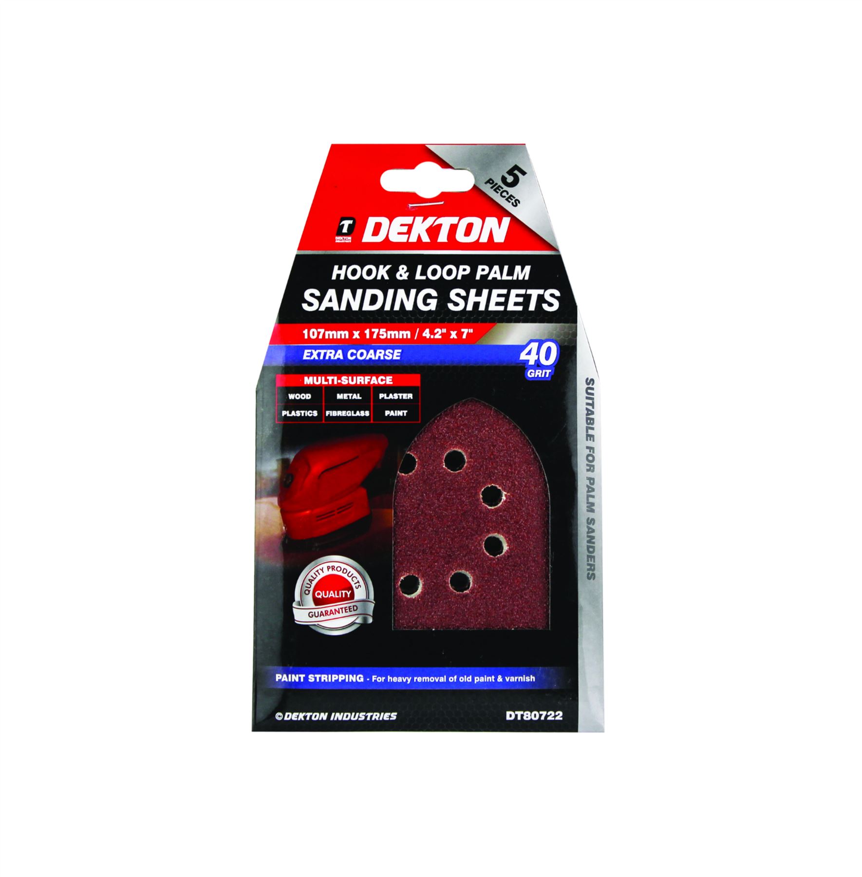 Dekton Detail Palm Sanding Pads Triangle Sheets 40 60 80 120 Or Mixed Grit 107mm - Picture 2 of 14