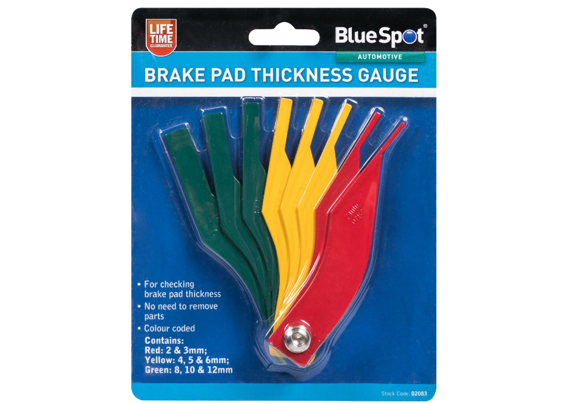 BlueSpot 8pc Brake Disc Pad Thickness Measure Gauge Check Set 2mm-12mm