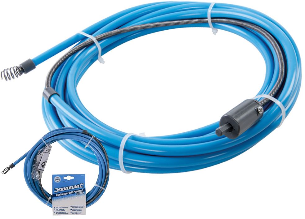 Silverline Drill Powered Drain Unblocker Snake Rod Toilet Sink