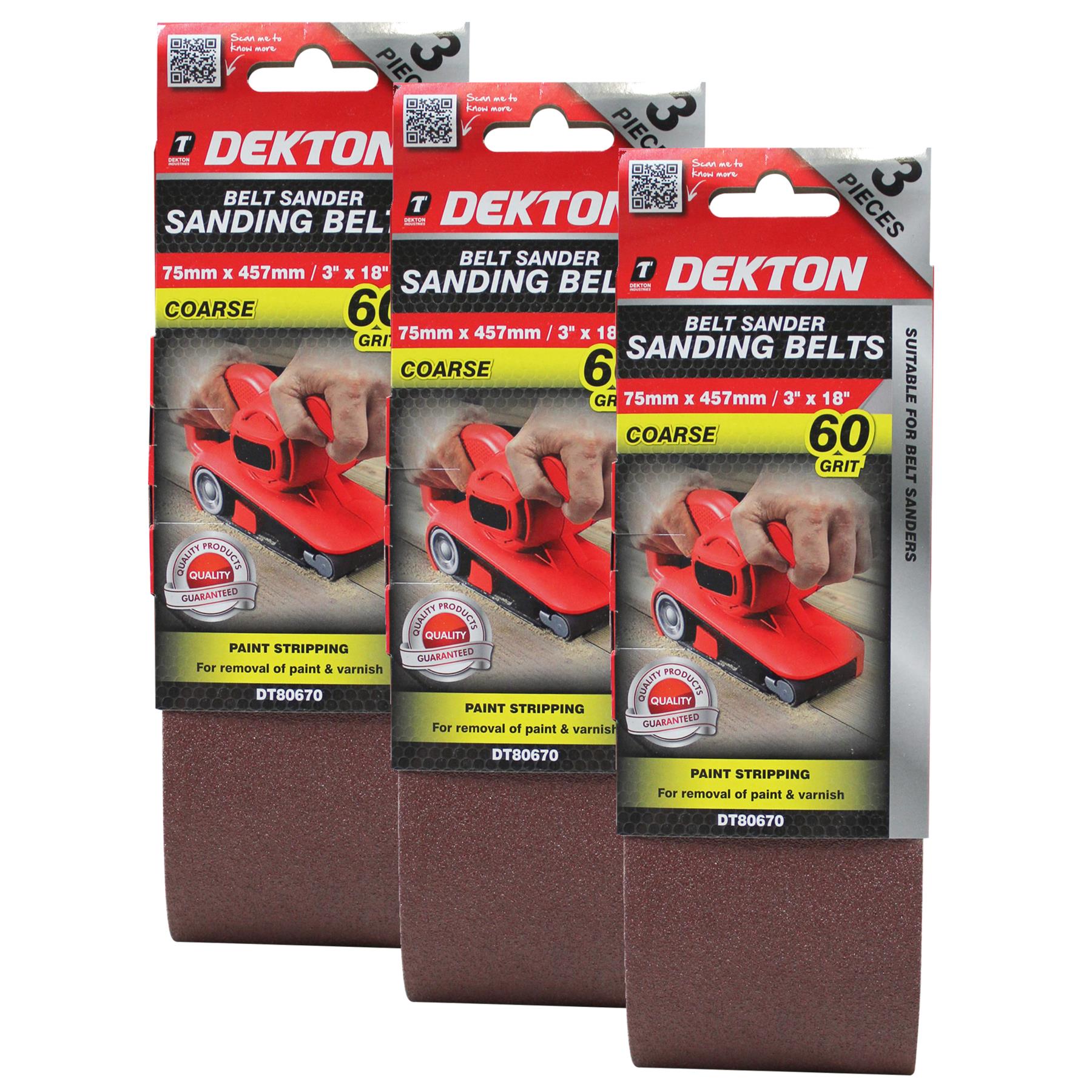 Dekton Sanding Belts 40 60 80 120 Grit Paint Removal Belt Sander 75mm X