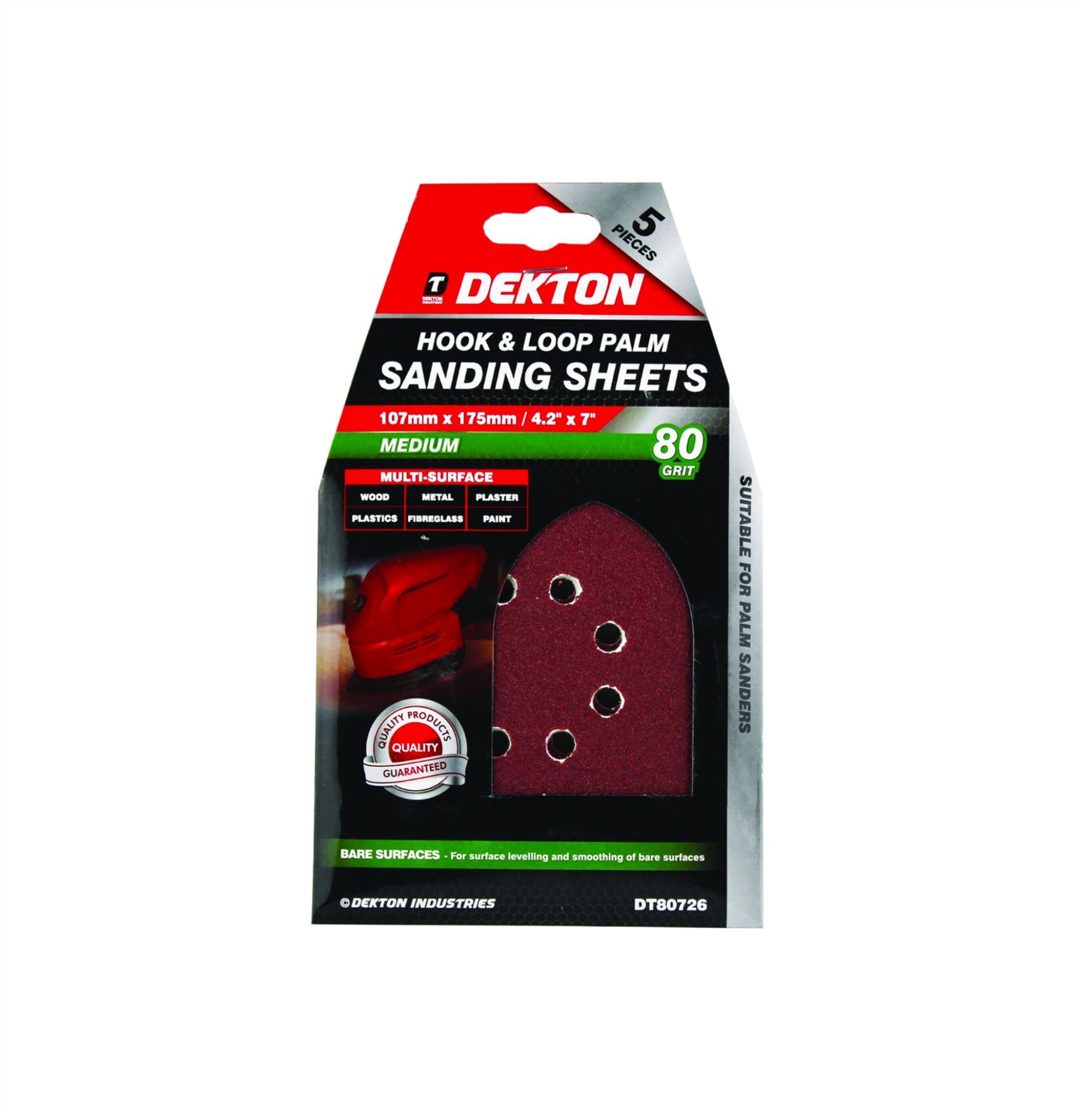 Dekton Detail Palm Sanding Pads Triangle Sheets 40 60 80 120 Or Mixed Grit 107mm - Picture 8 of 14