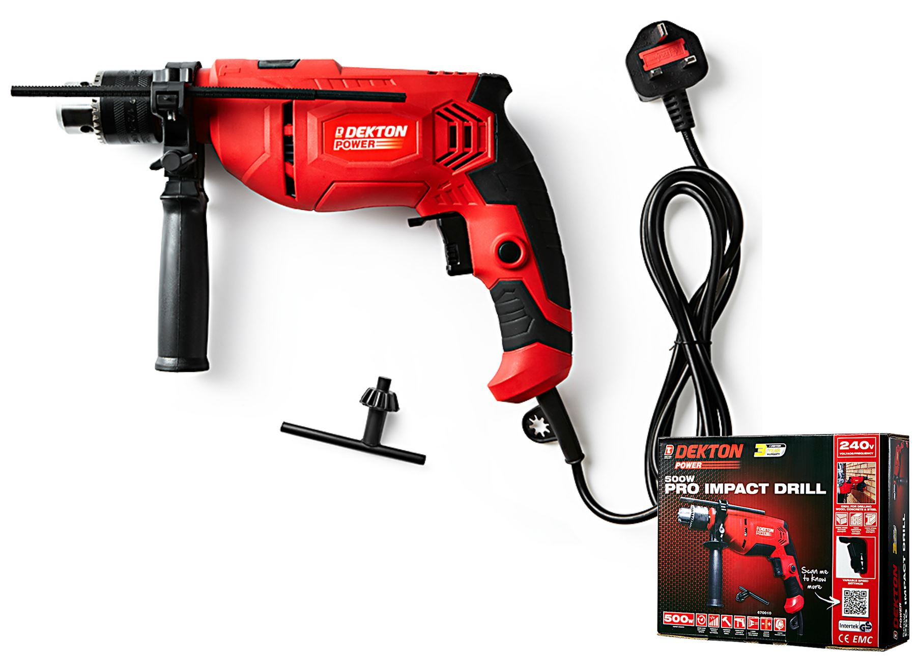 Dekton Power 500w Hammer Action Drill Variable Speed Electric Corded Drill 240v 5055441436135 eBay