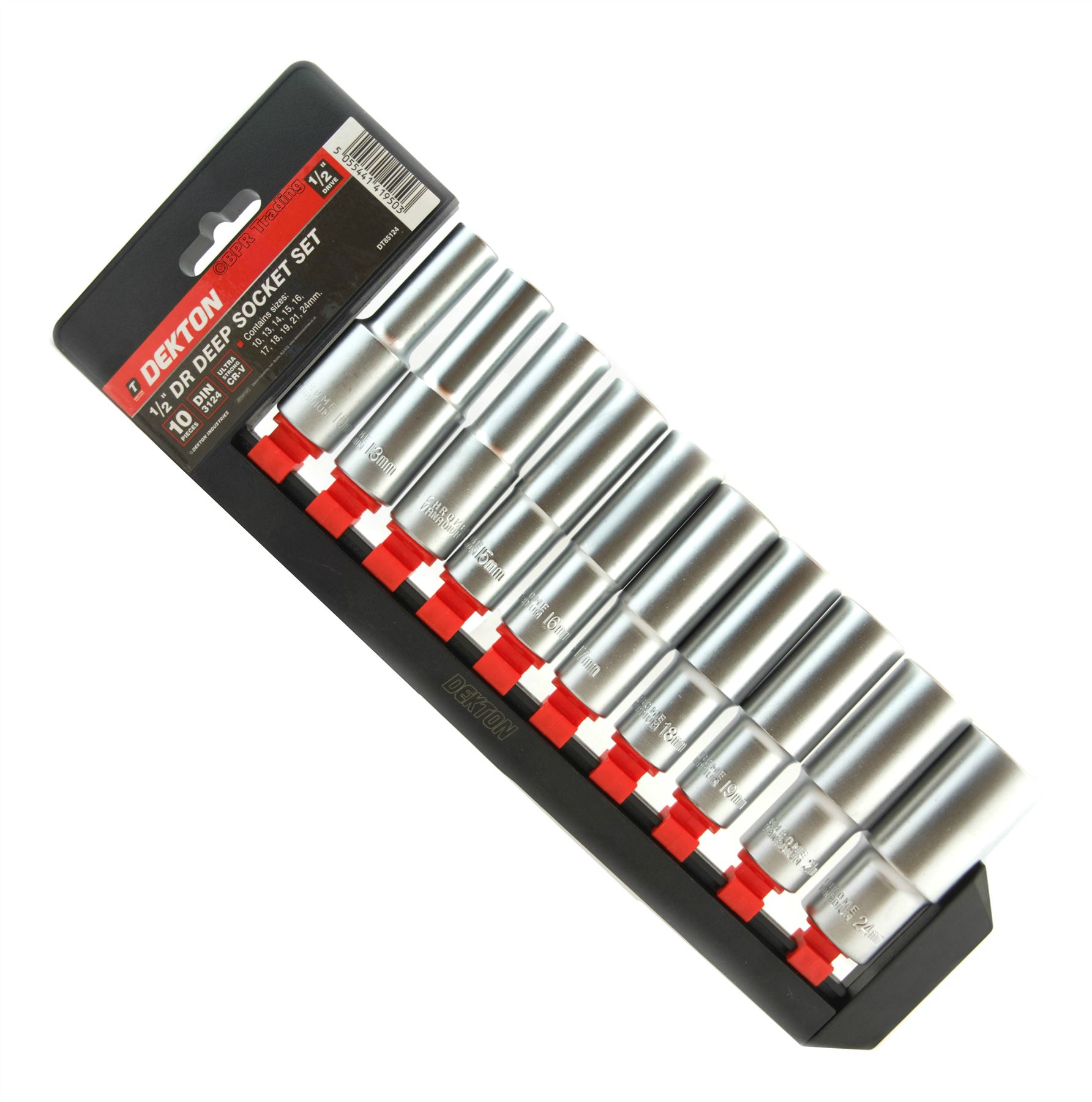 10pc Chrome 1/2 Metric Deep Drive Long Reach Socket & Rail Set 10mm