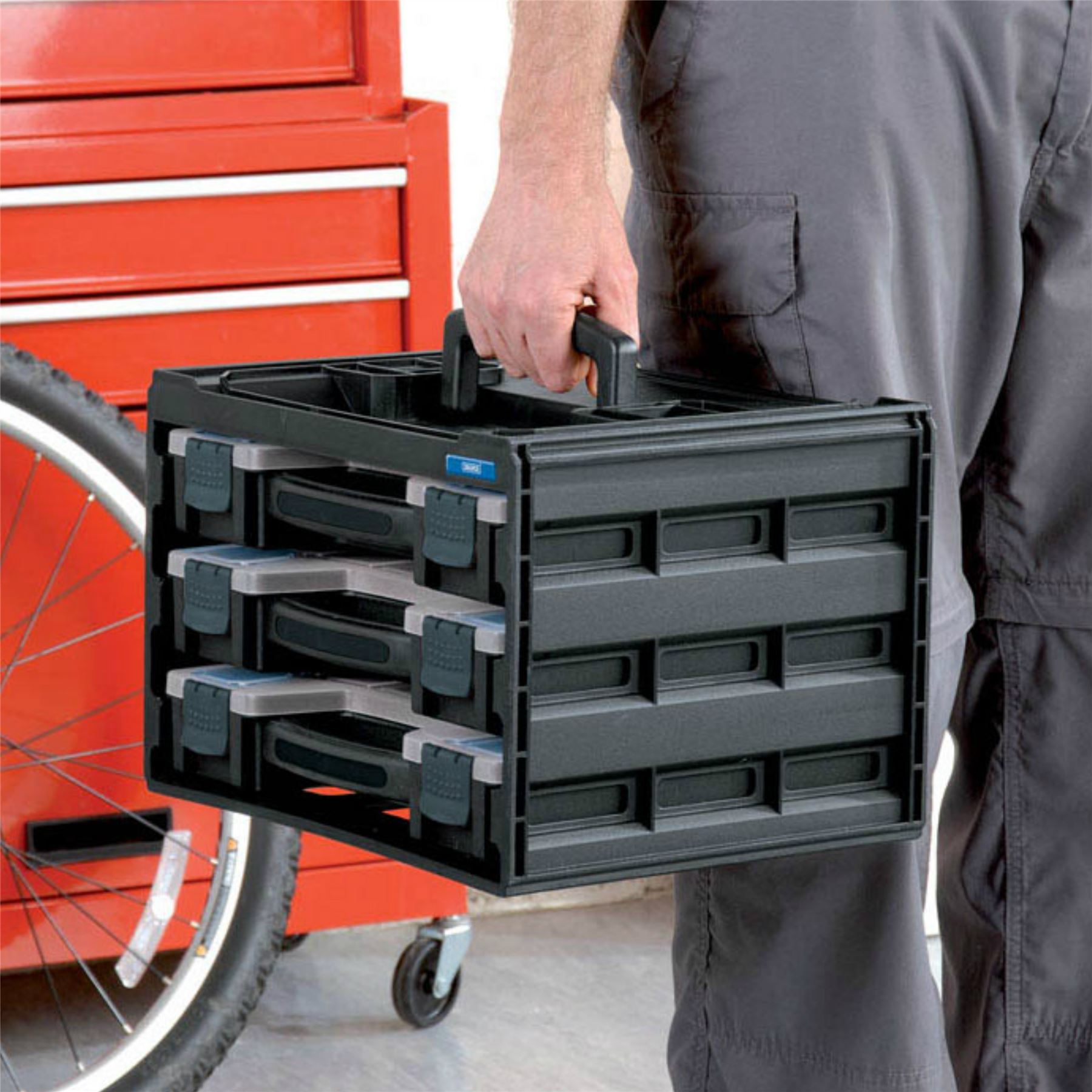 Draper 3 Tray Stacking Tool Box Garage Nuts Bolts Storage Organiser